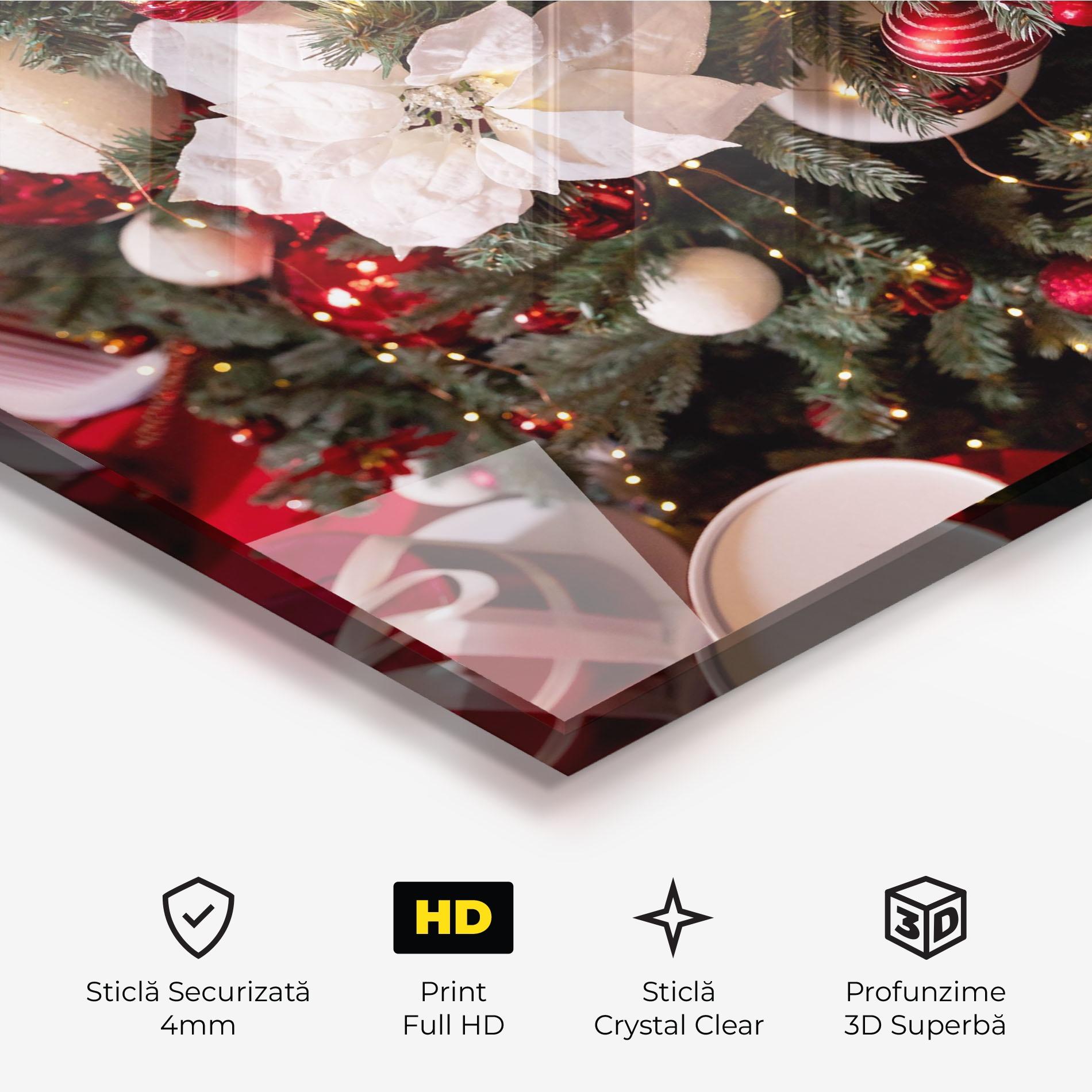 Tablou Sticla Colourful Christmas Baubles mockup 3