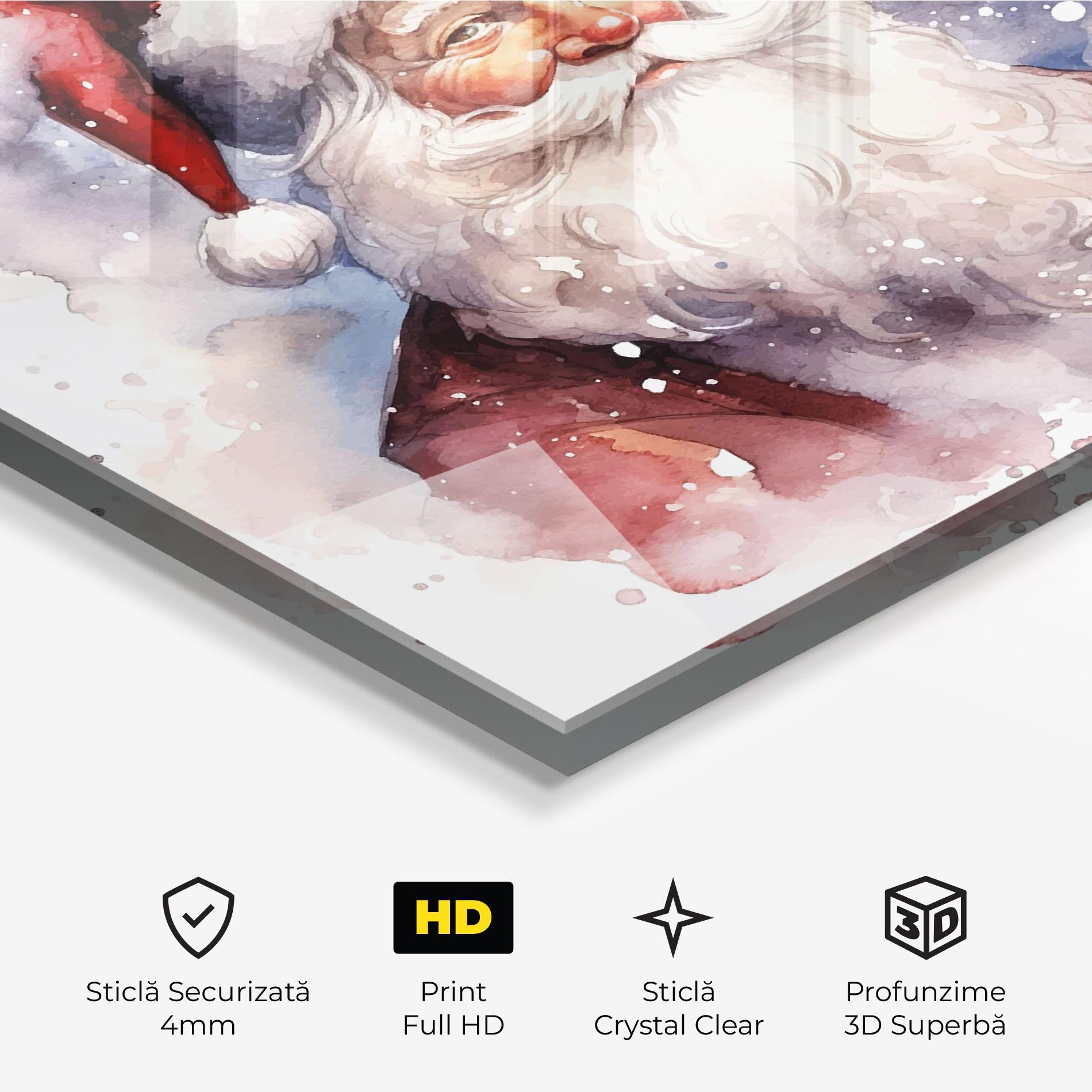 Tablou Sticla Watercolor Santa mockup 3