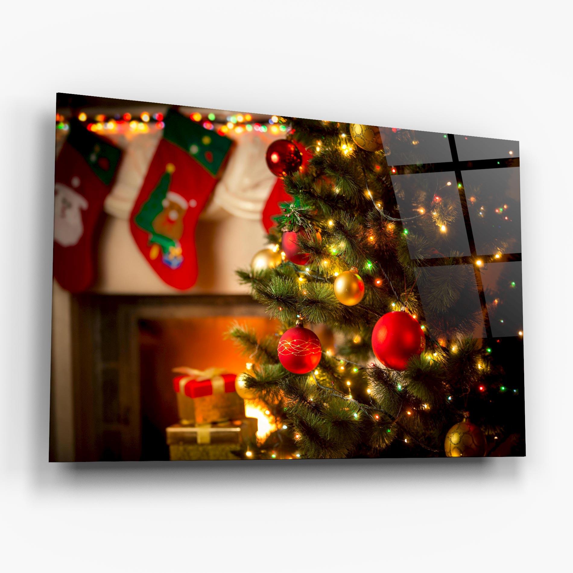 Tablou Sticla Beautiful Fireplace mockup 6