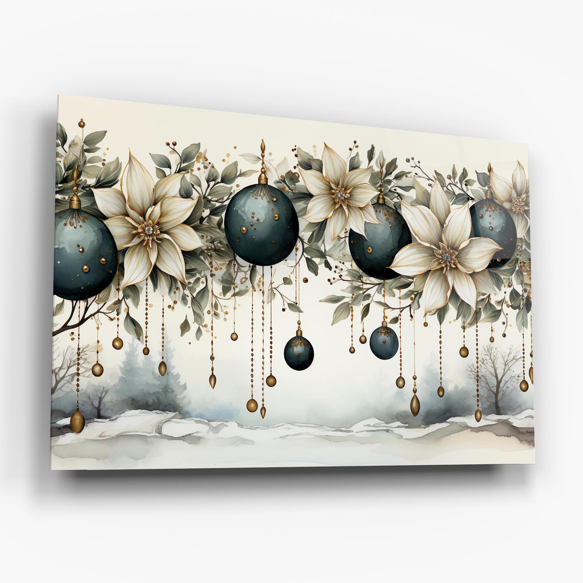 Tablou Sticla Christmas Flowers Art mockup 6