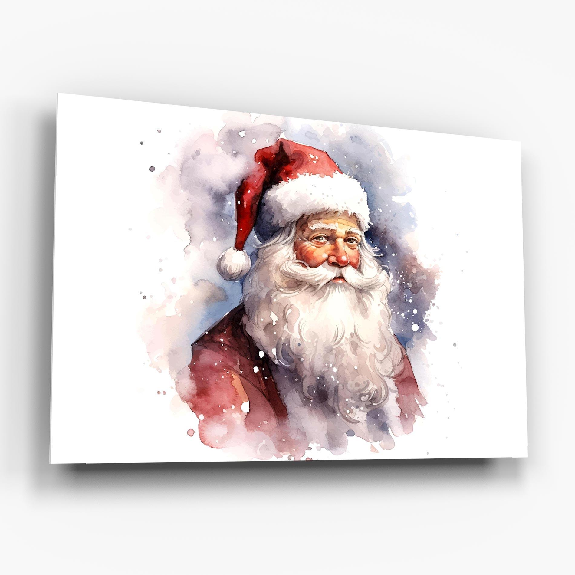 Tablou Sticla Watercolor Santa mockup 6