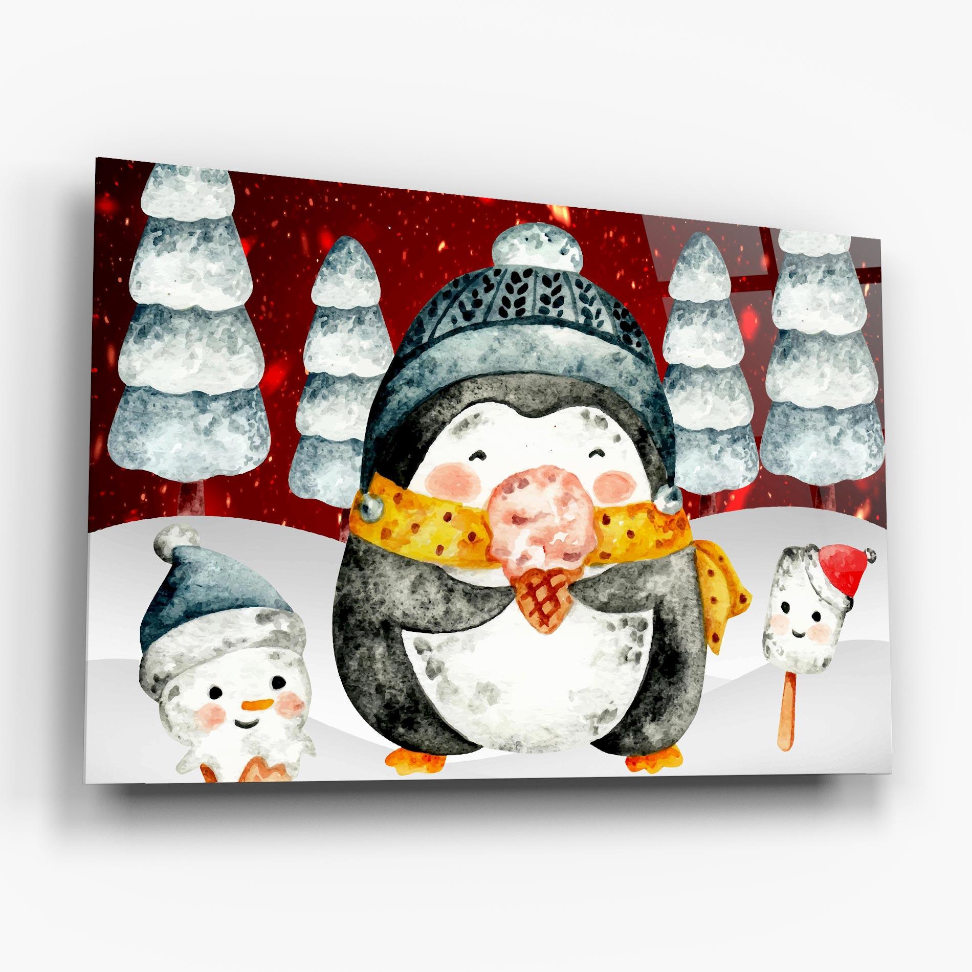 Tablou Sticla Yellow Pinguin mockup 6