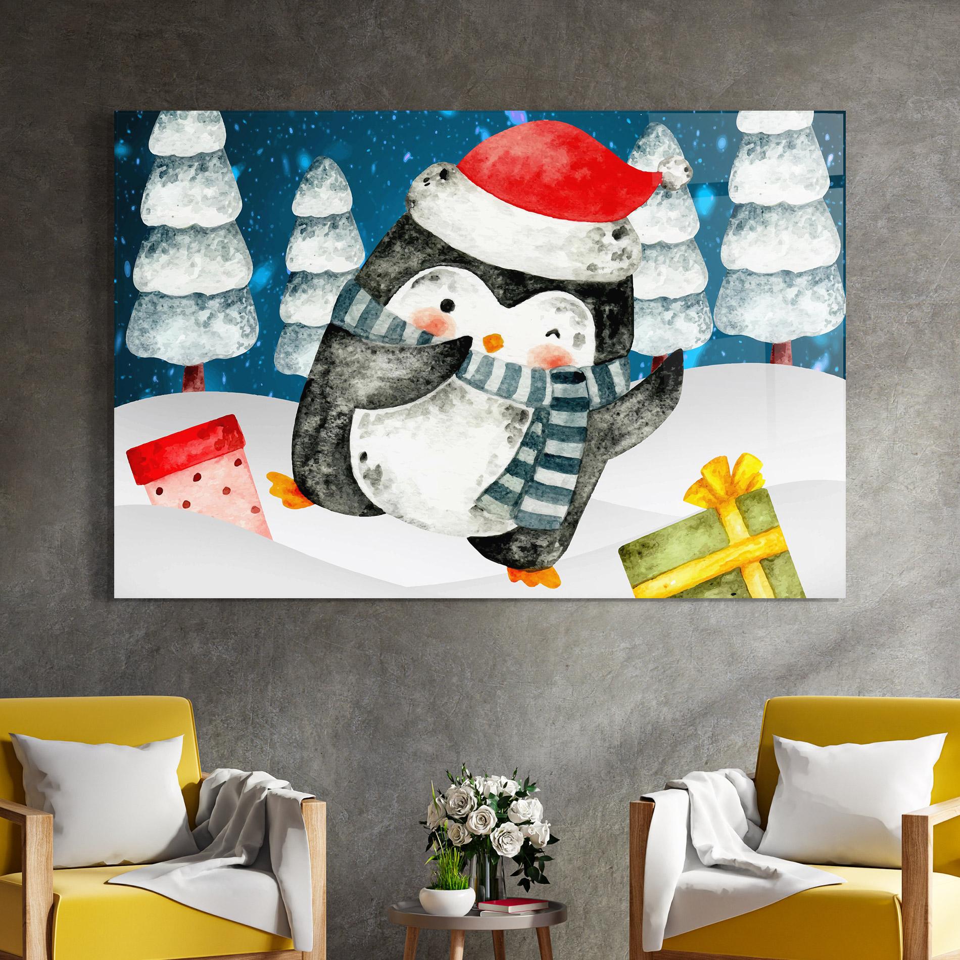 Tablou Sticla Blue Pinguin mockup 4