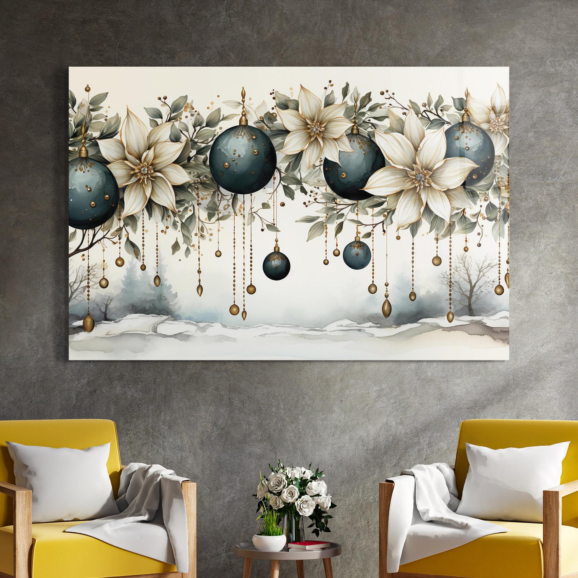 Tablou Sticla Christmas Flowers Art mockup 4