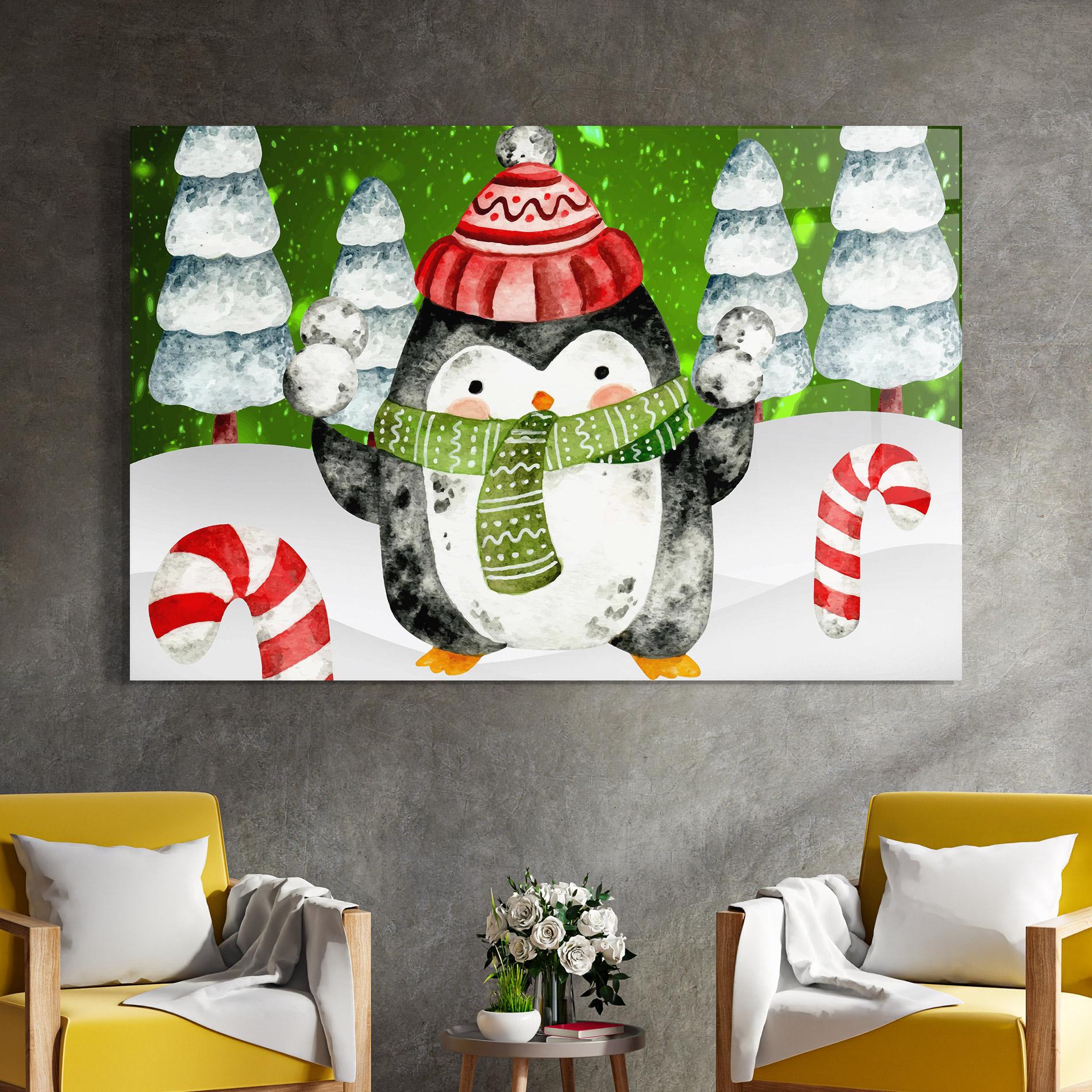 Tablou Sticla Green Pinguin mockup 4