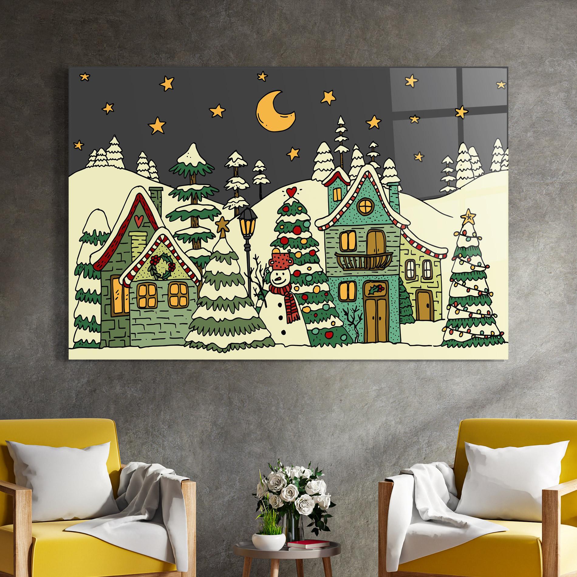 Tablou Sticla House With Snow mockup 4