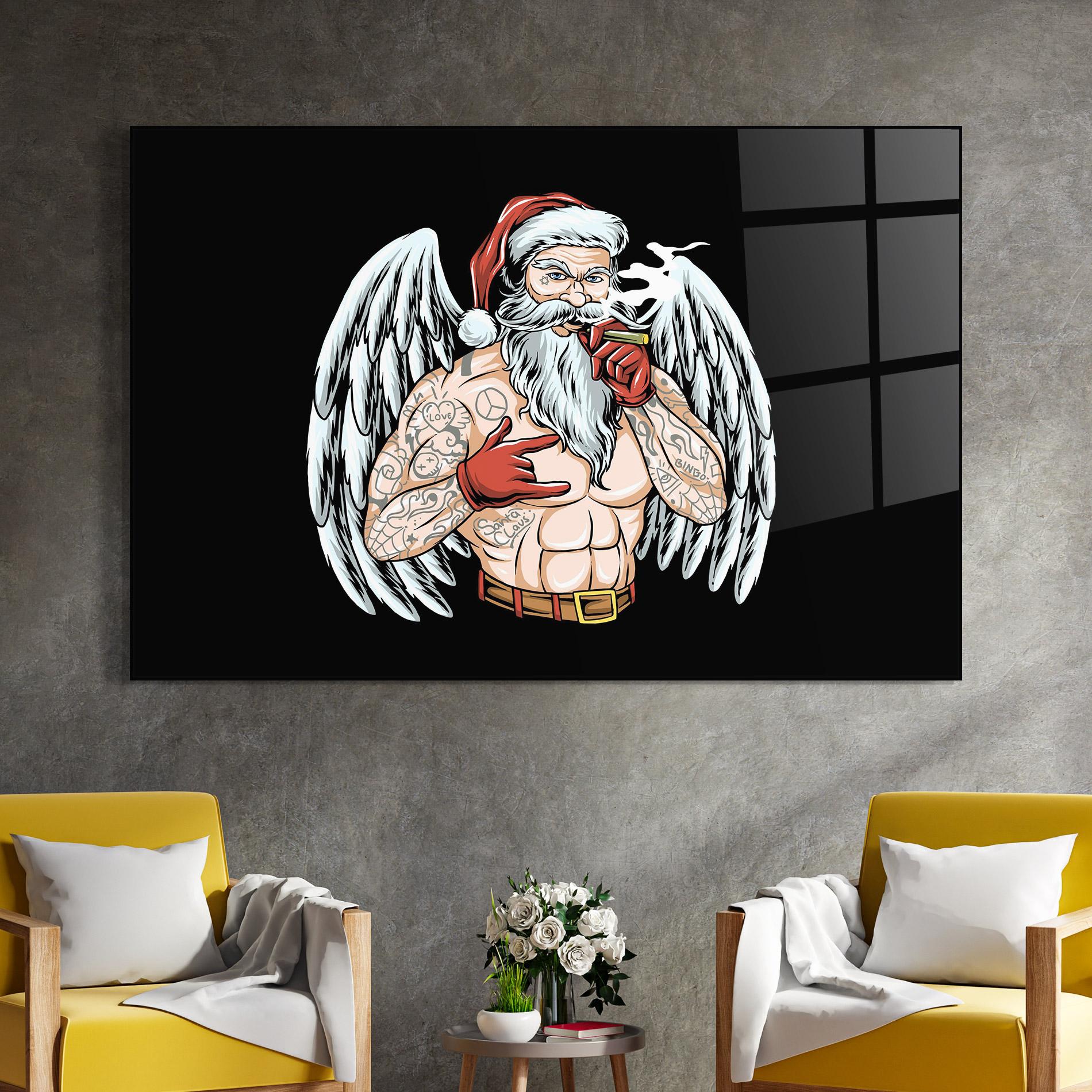 Tablou Sticla Santa Wings mockup 4