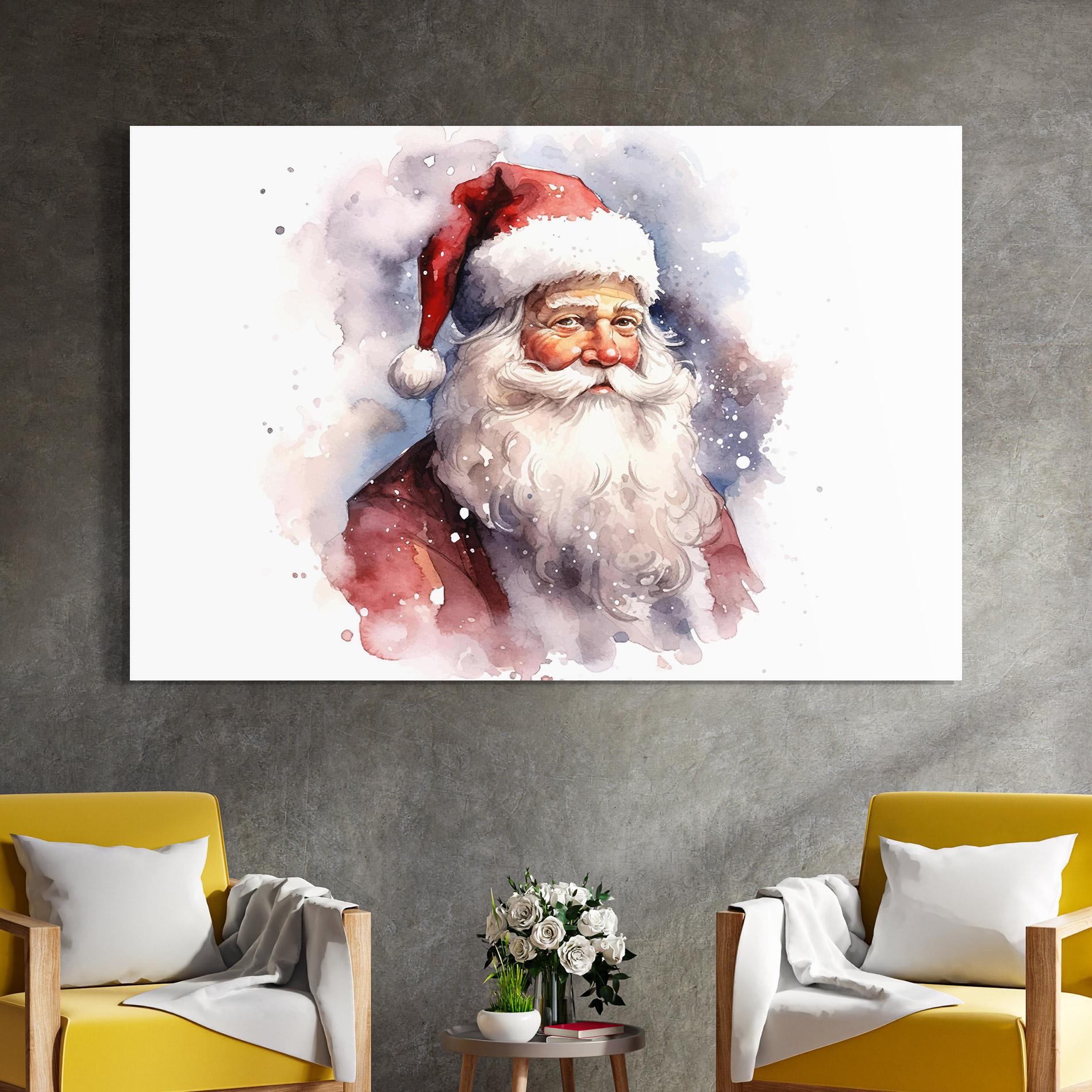 Tablou Sticla Watercolor Santa mockup 4