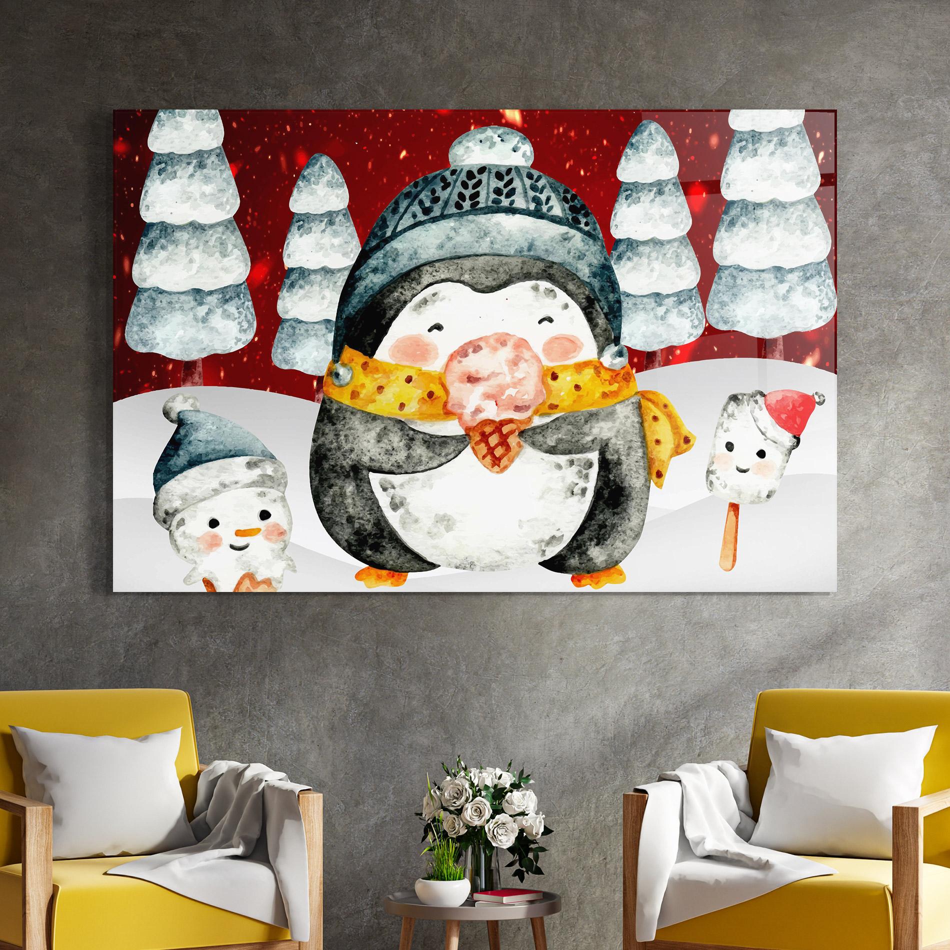 Tablou Sticla Yellow Pinguin mockup 4