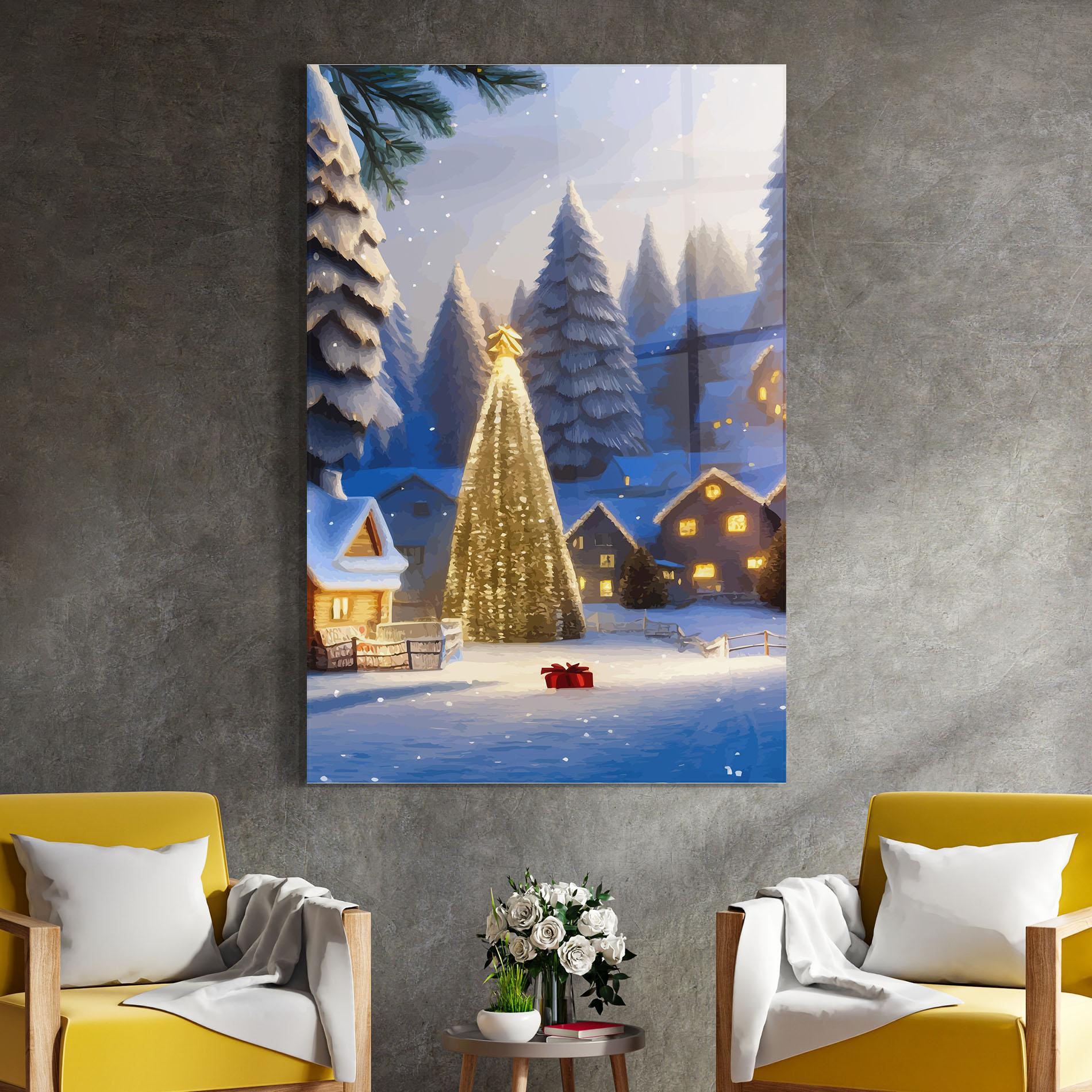 Tablou Sticla Fairy Tale Christmas House mockup 4