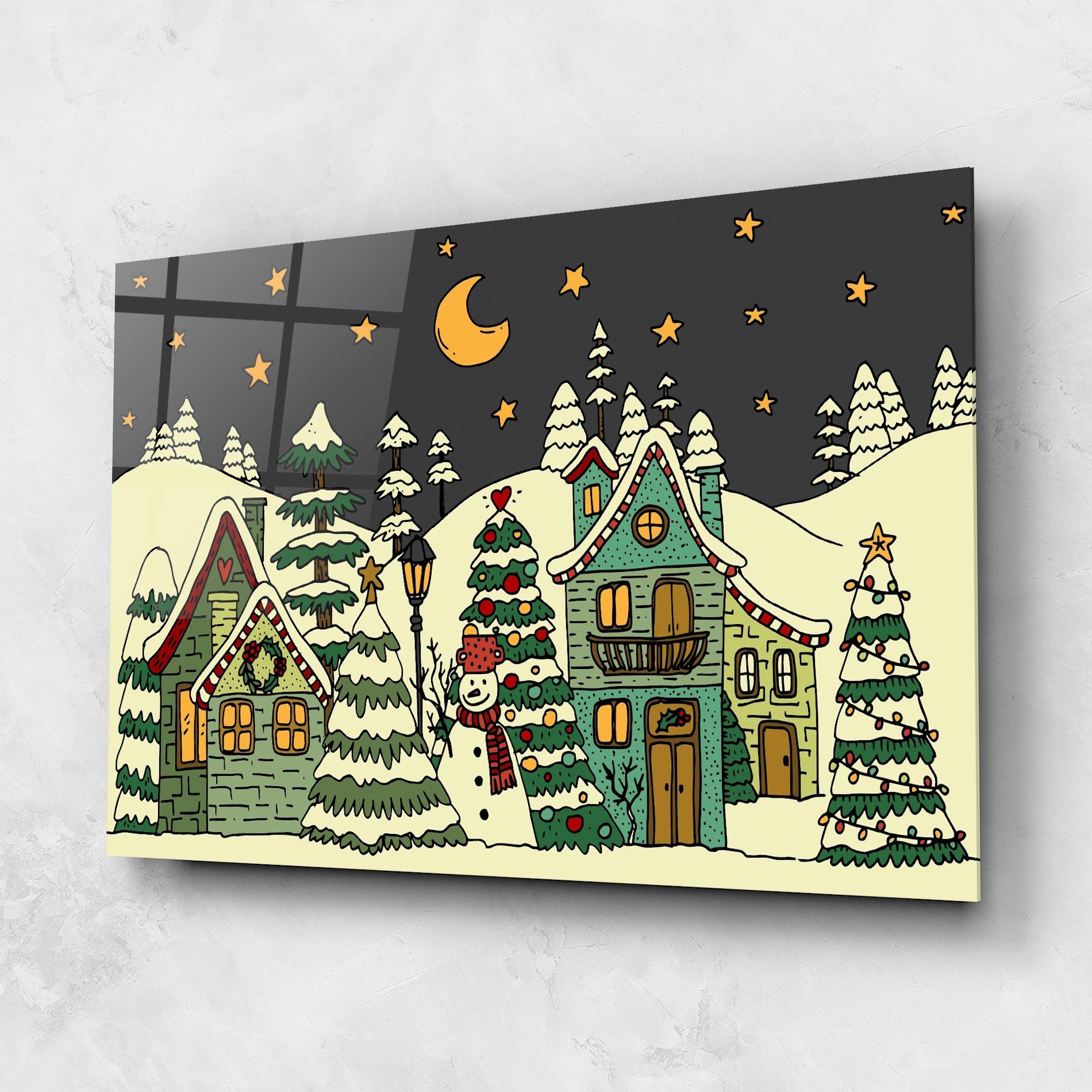 Tablou Sticla House With Snow mockup 1