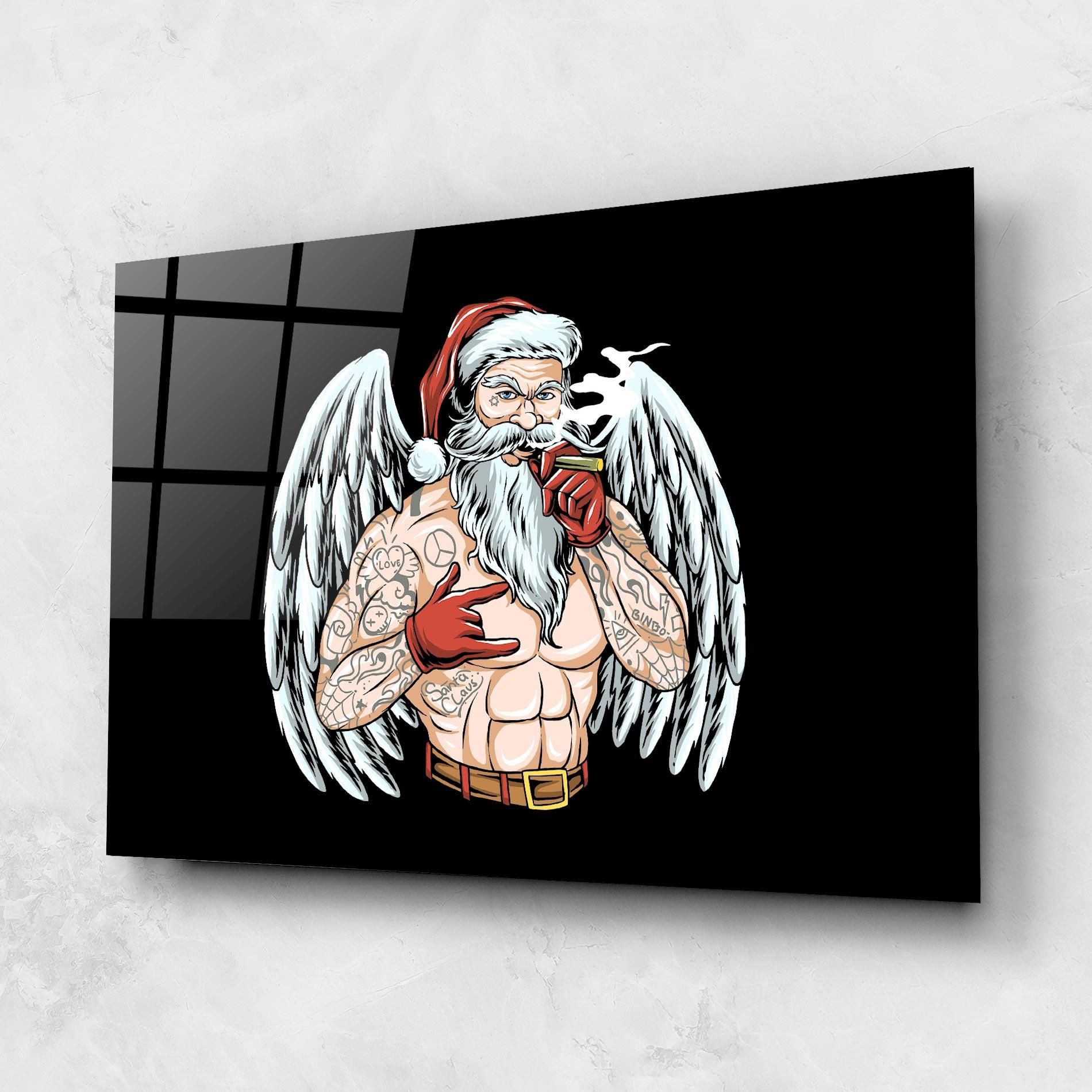 Tablou Sticla Santa Wings mockup 1