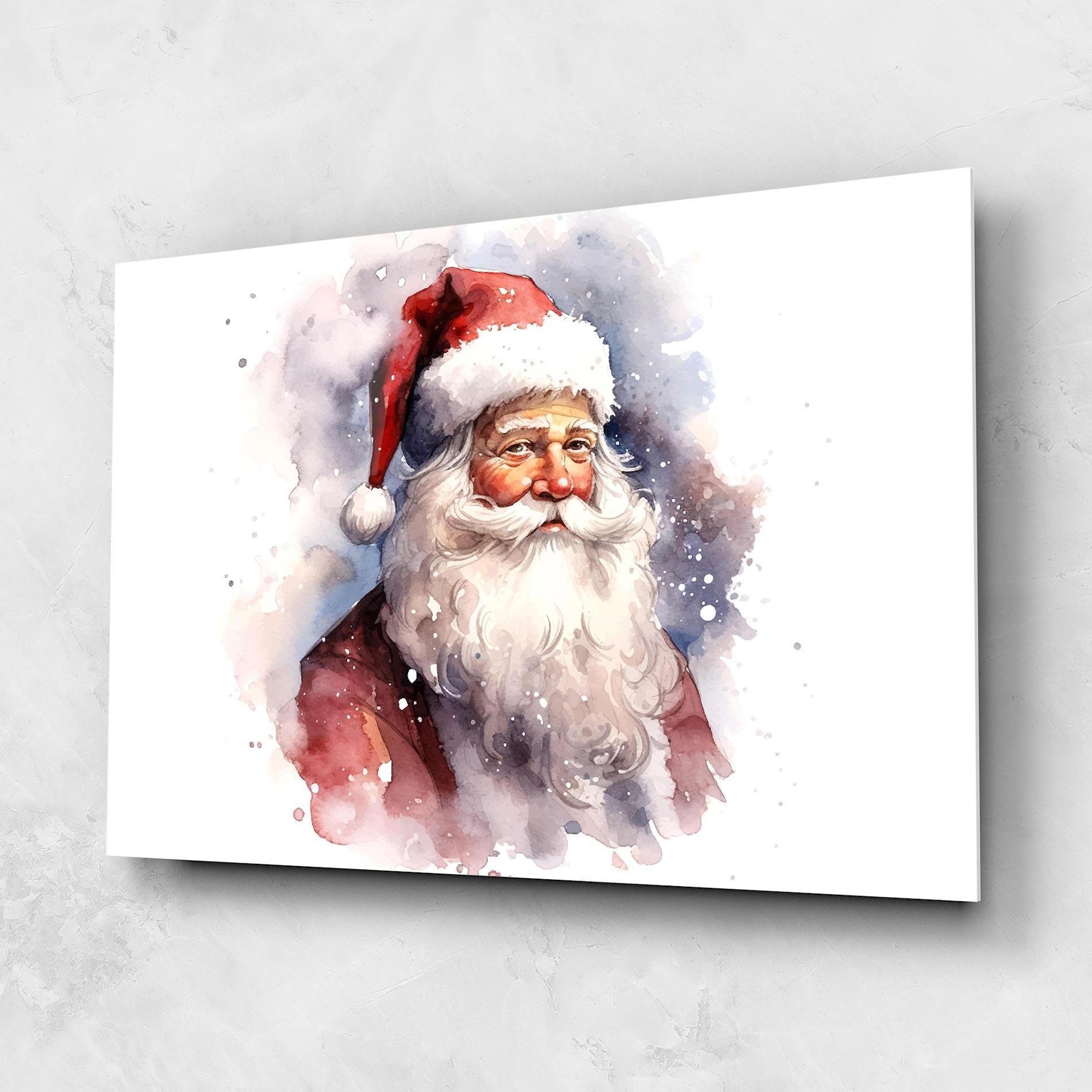 Tablou Sticla Watercolor Santa mockup 1