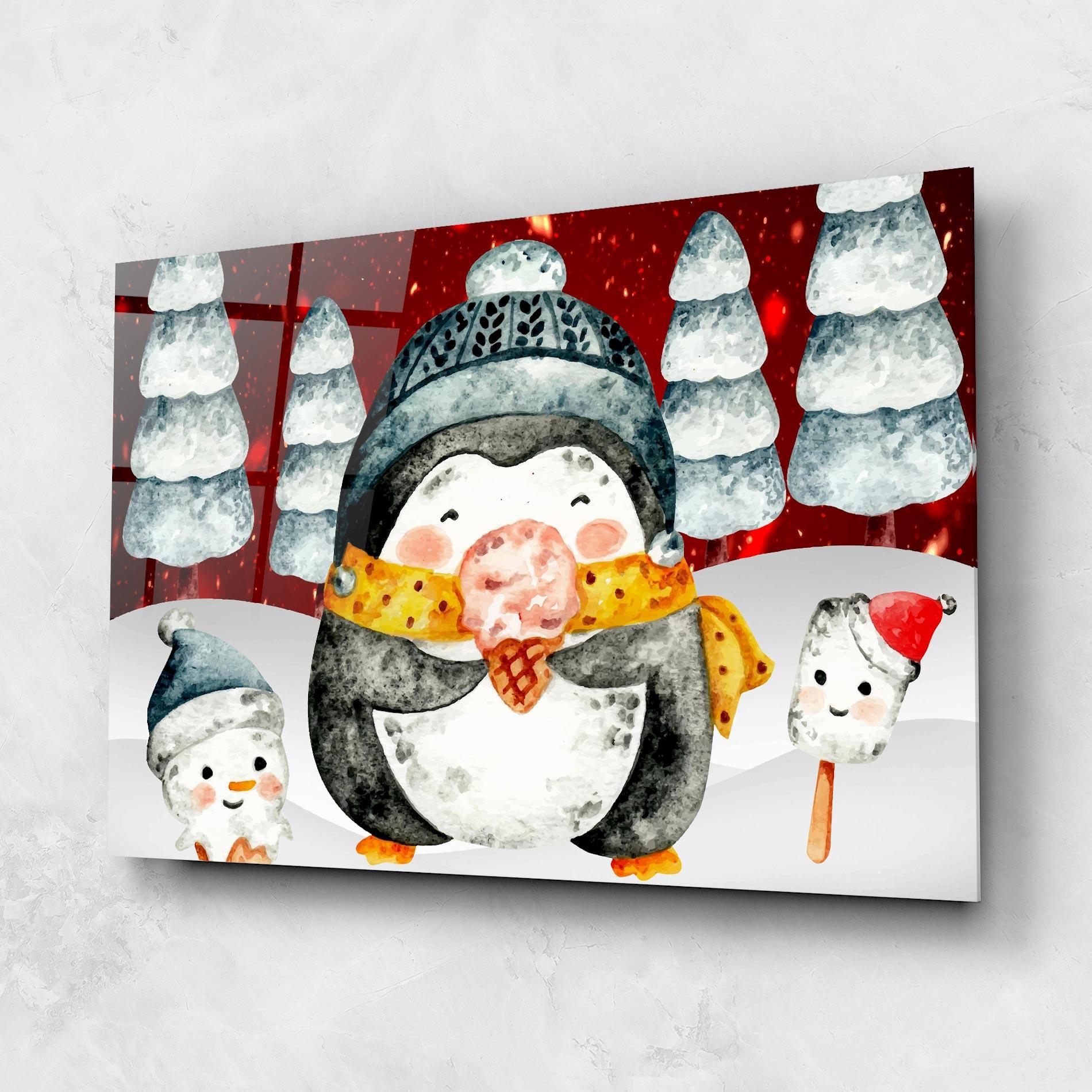 Tablou Sticla Yellow Pinguin mockup 1