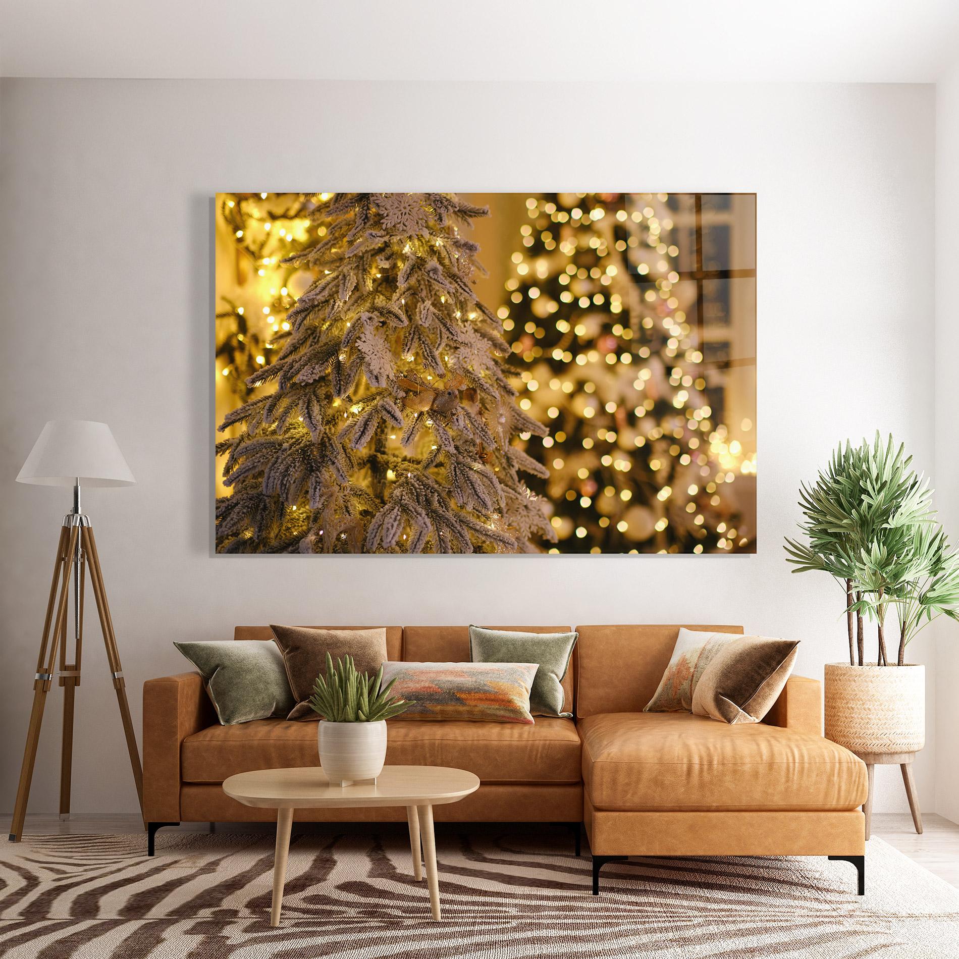 Tablou Sticla Beautiful Christmas Lights mockup 7