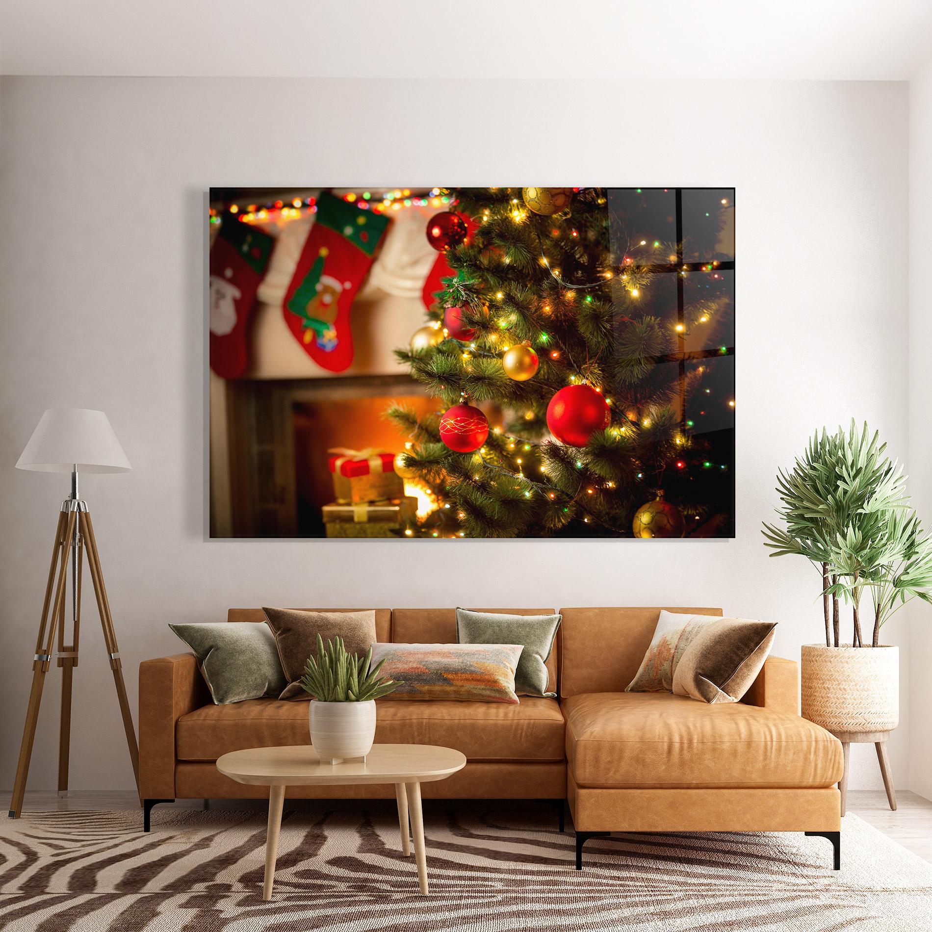 Tablou Sticla Beautiful Fireplace mockup 7