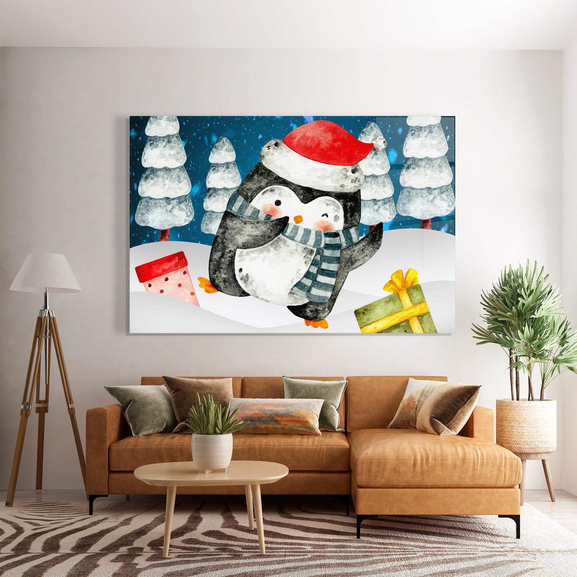 Tablou Sticla Blue Pinguin mockup 7