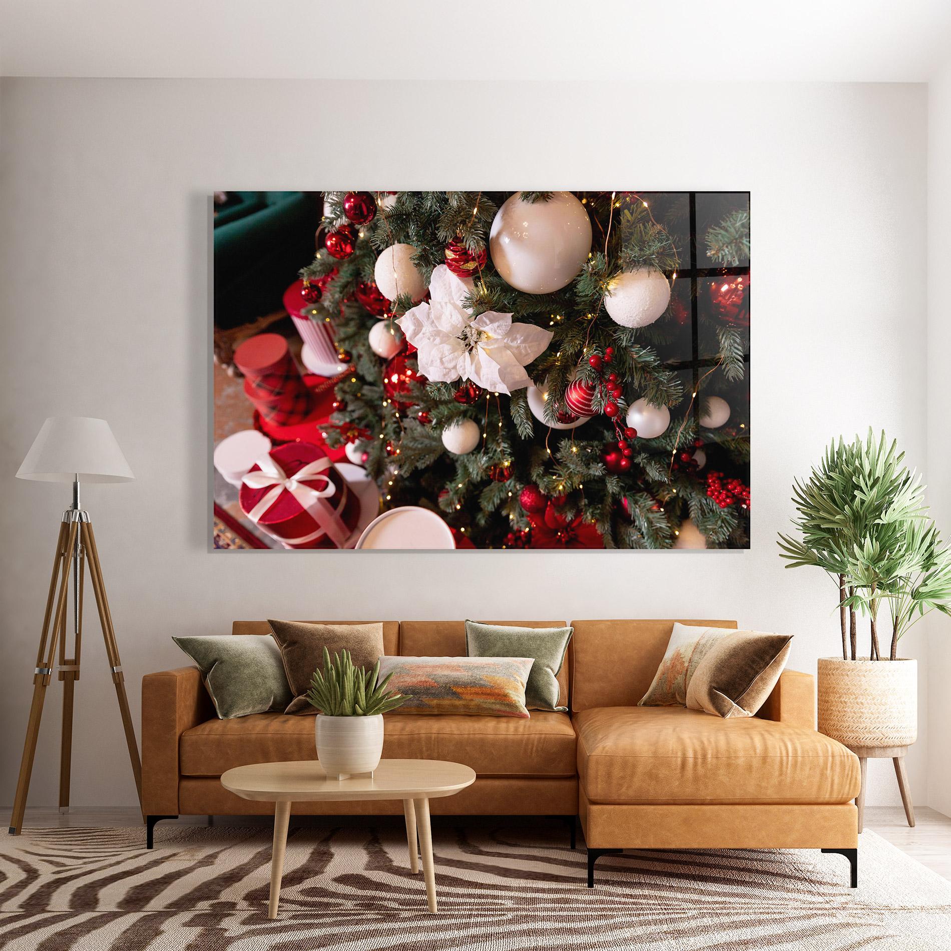 Tablou Sticla Colourful Christmas Baubles mockup 7