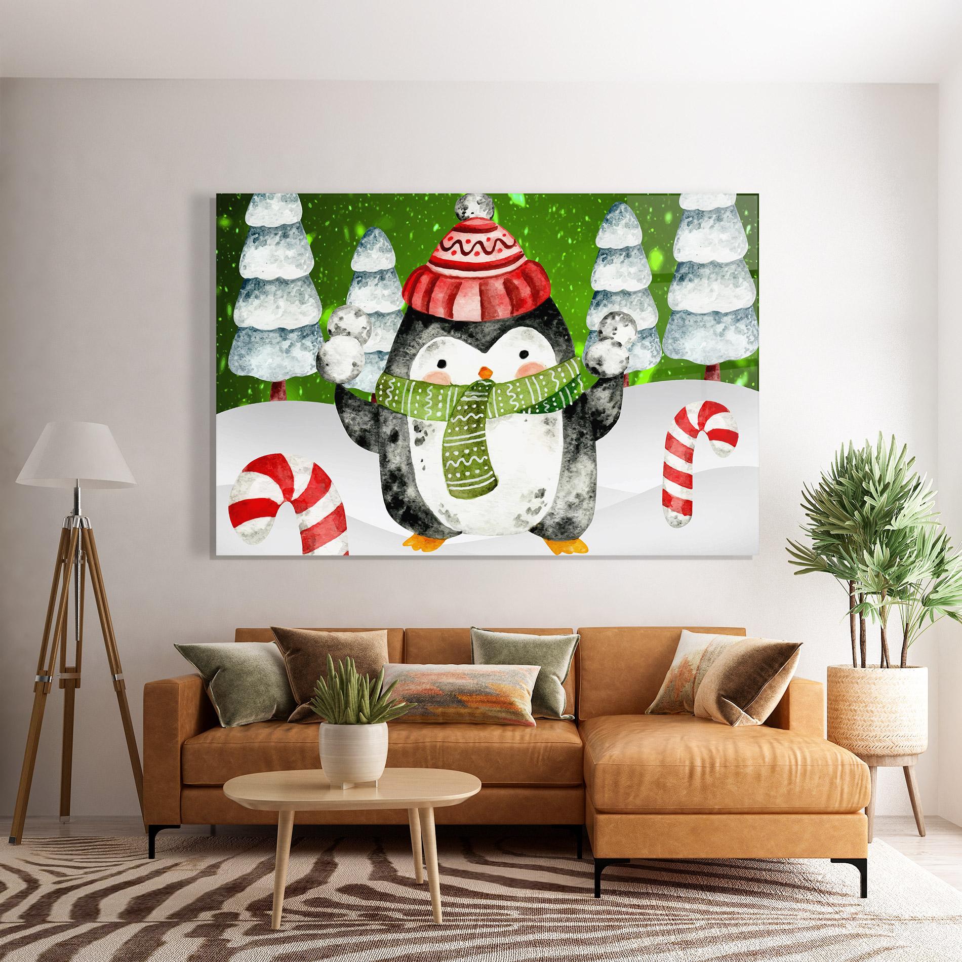 Tablou Sticla Green Pinguin mockup 7