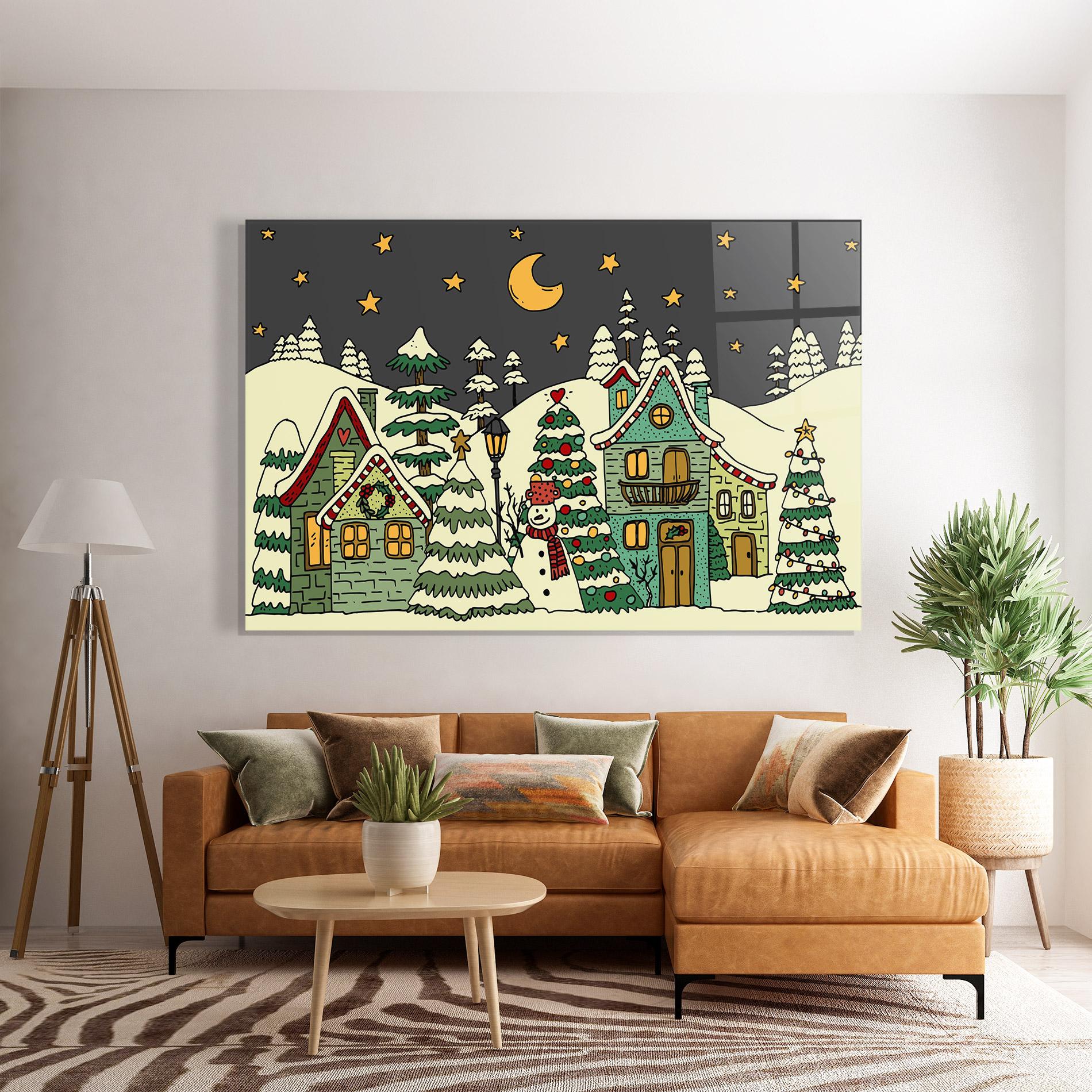 Tablou Sticla House With Snow mockup 7