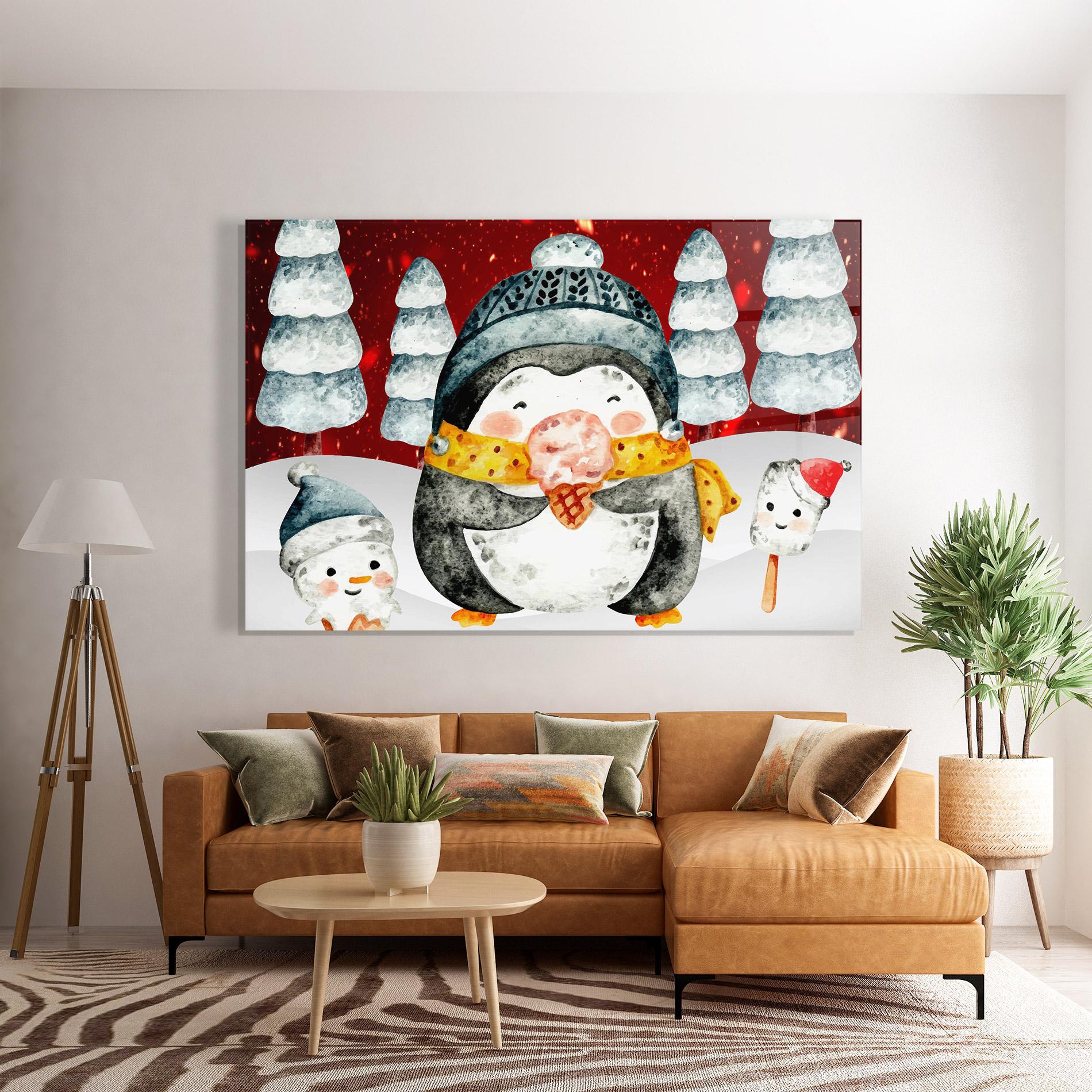 Tablou Sticla Yellow Pinguin mockup 7