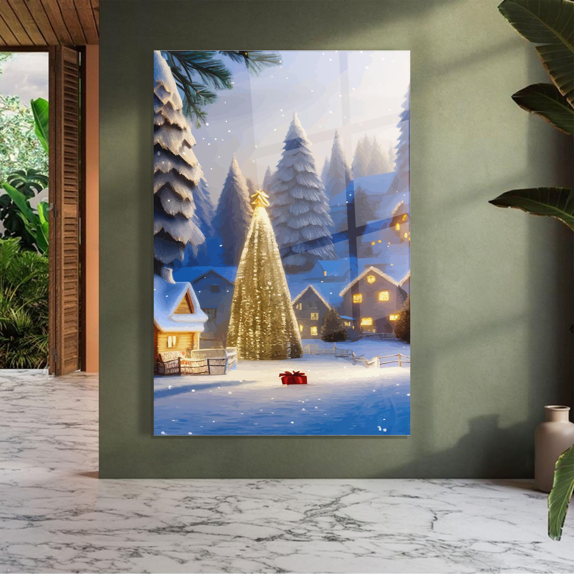 Tablou Sticla Fairy Tale Christmas House mockup 7