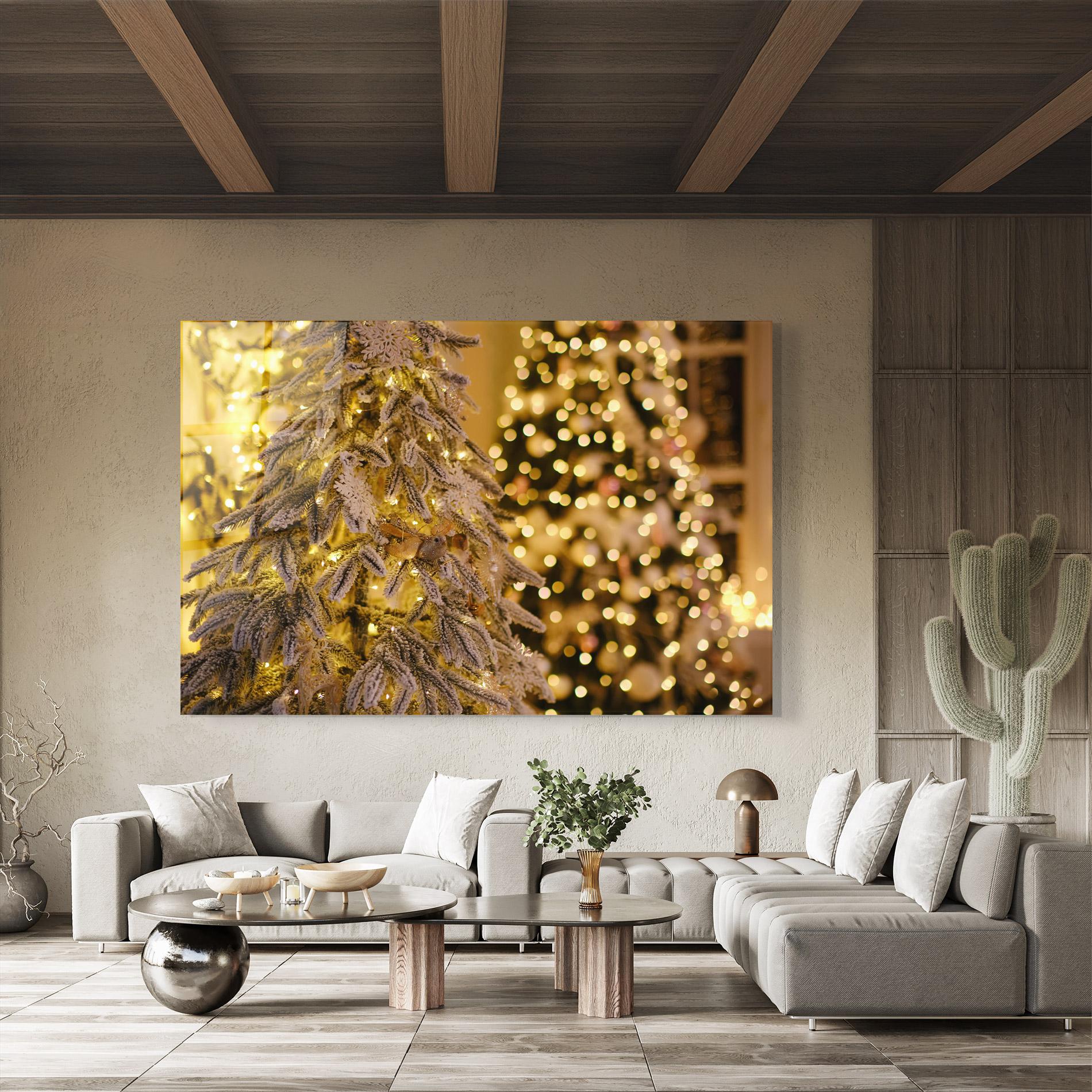 Tablou Sticla Beautiful Christmas Lights mockup 8