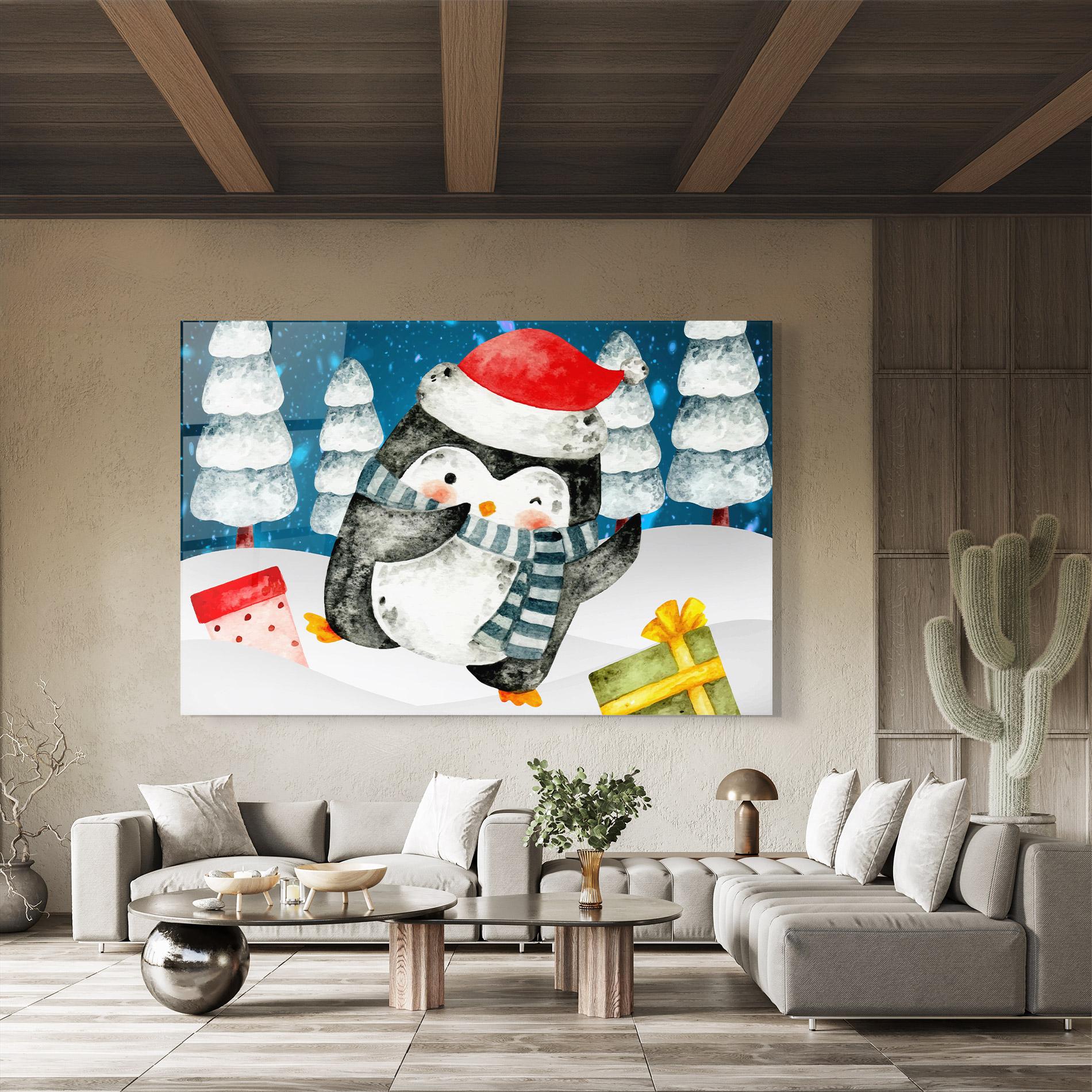 Tablou Sticla Blue Pinguin mockup 8