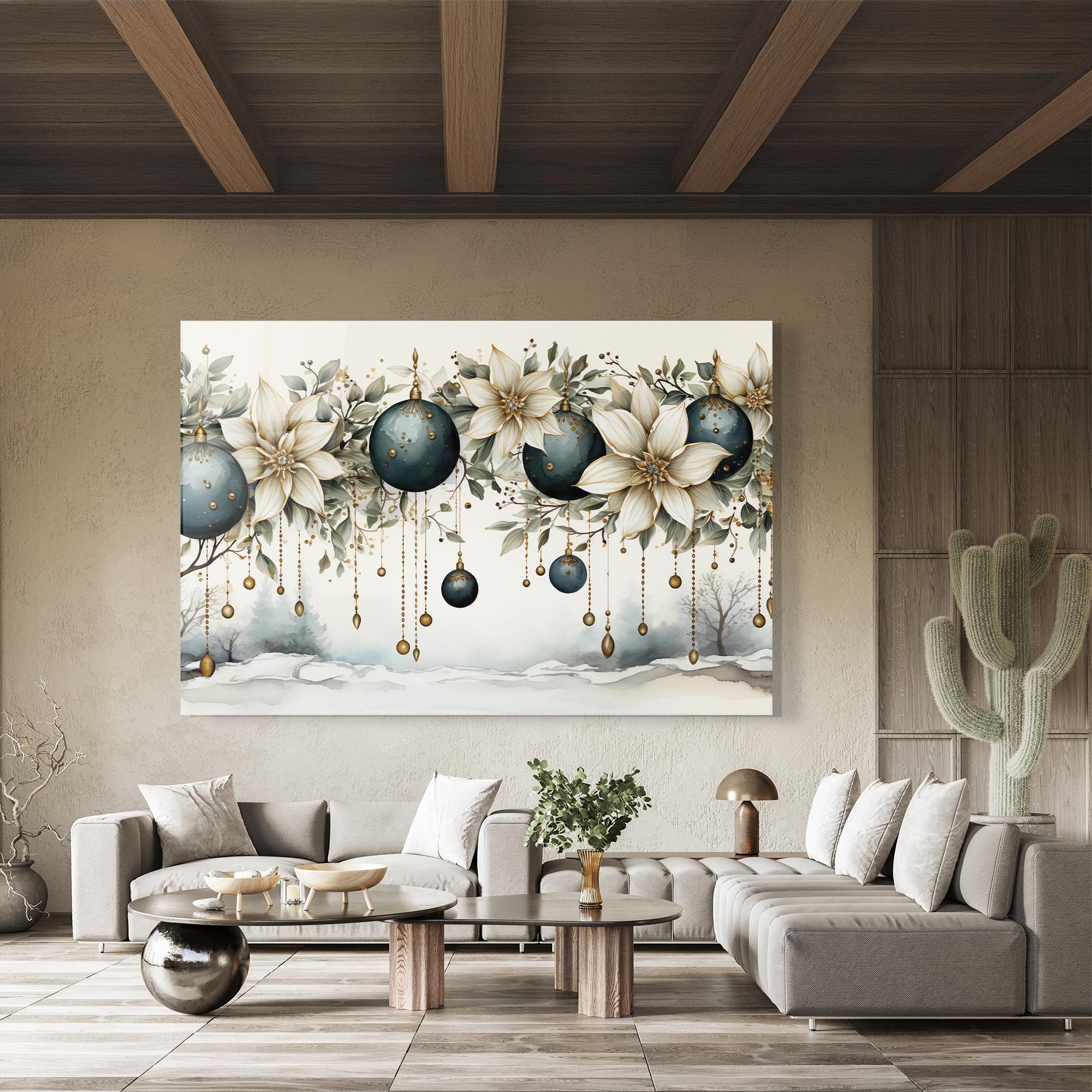 Tablou Sticla Christmas Flowers Art mockup 8