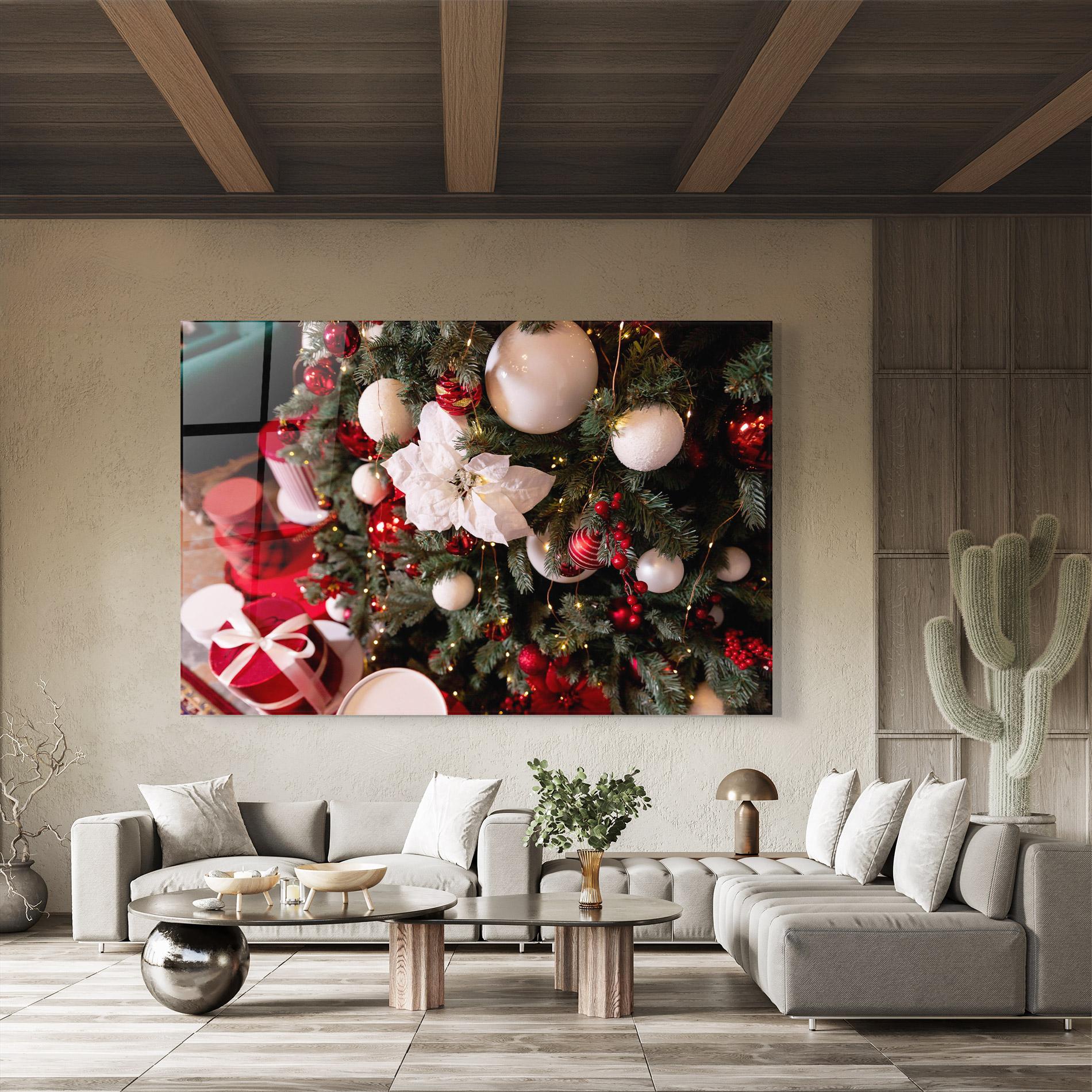 Tablou Sticla Colourful Christmas Baubles mockup 8