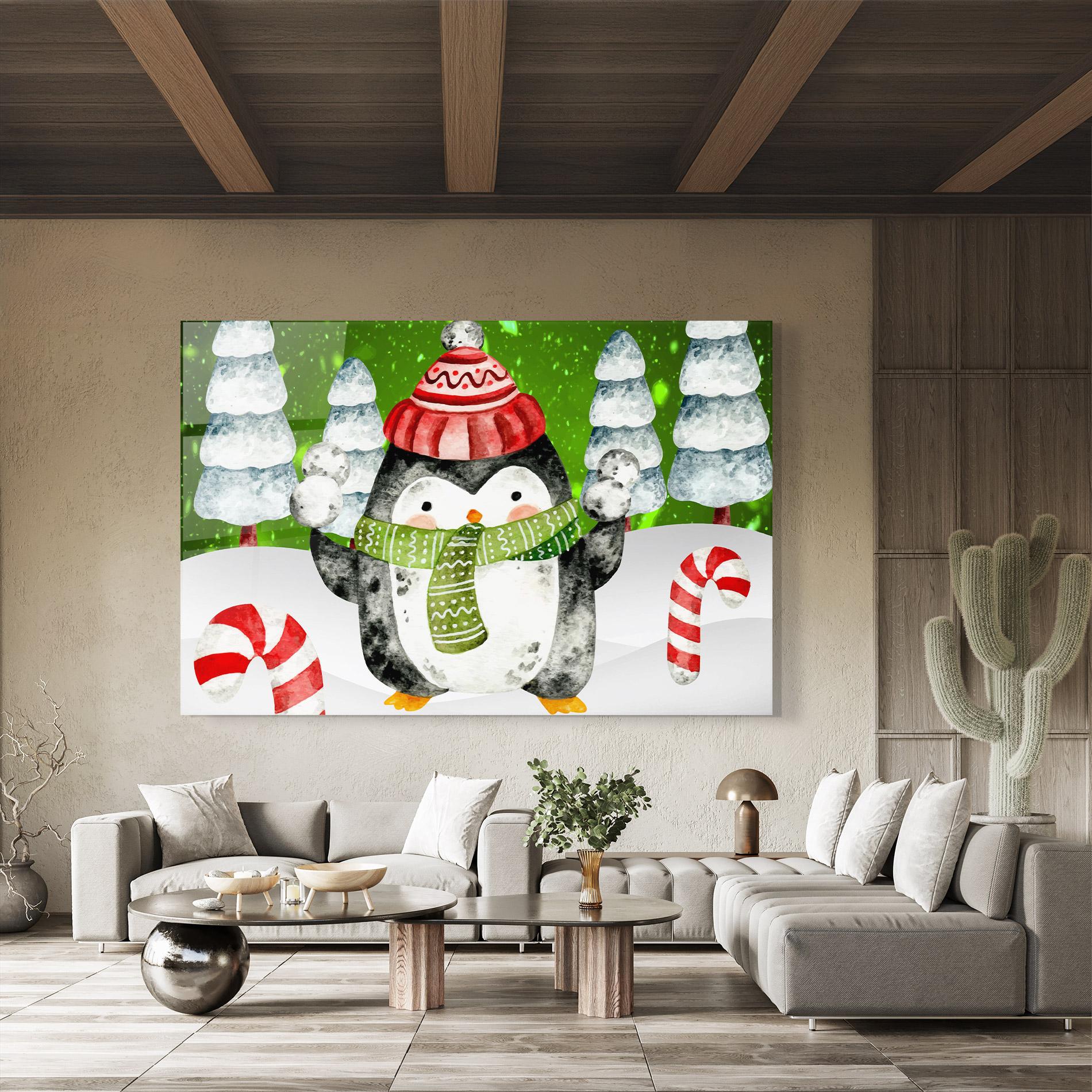 Tablou Sticla Green Pinguin mockup 8