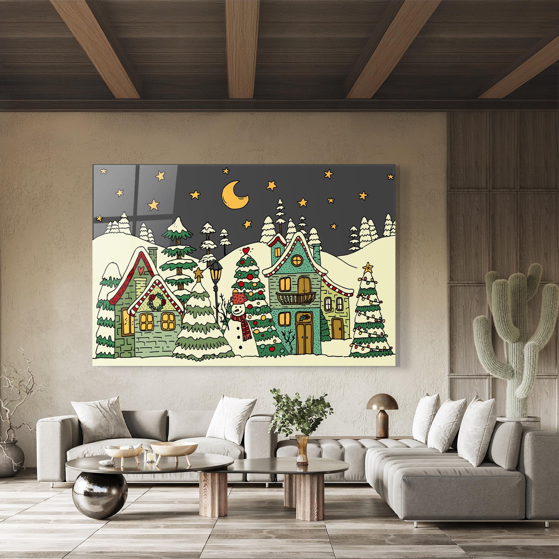 Tablou Sticla House With Snow mockup 8