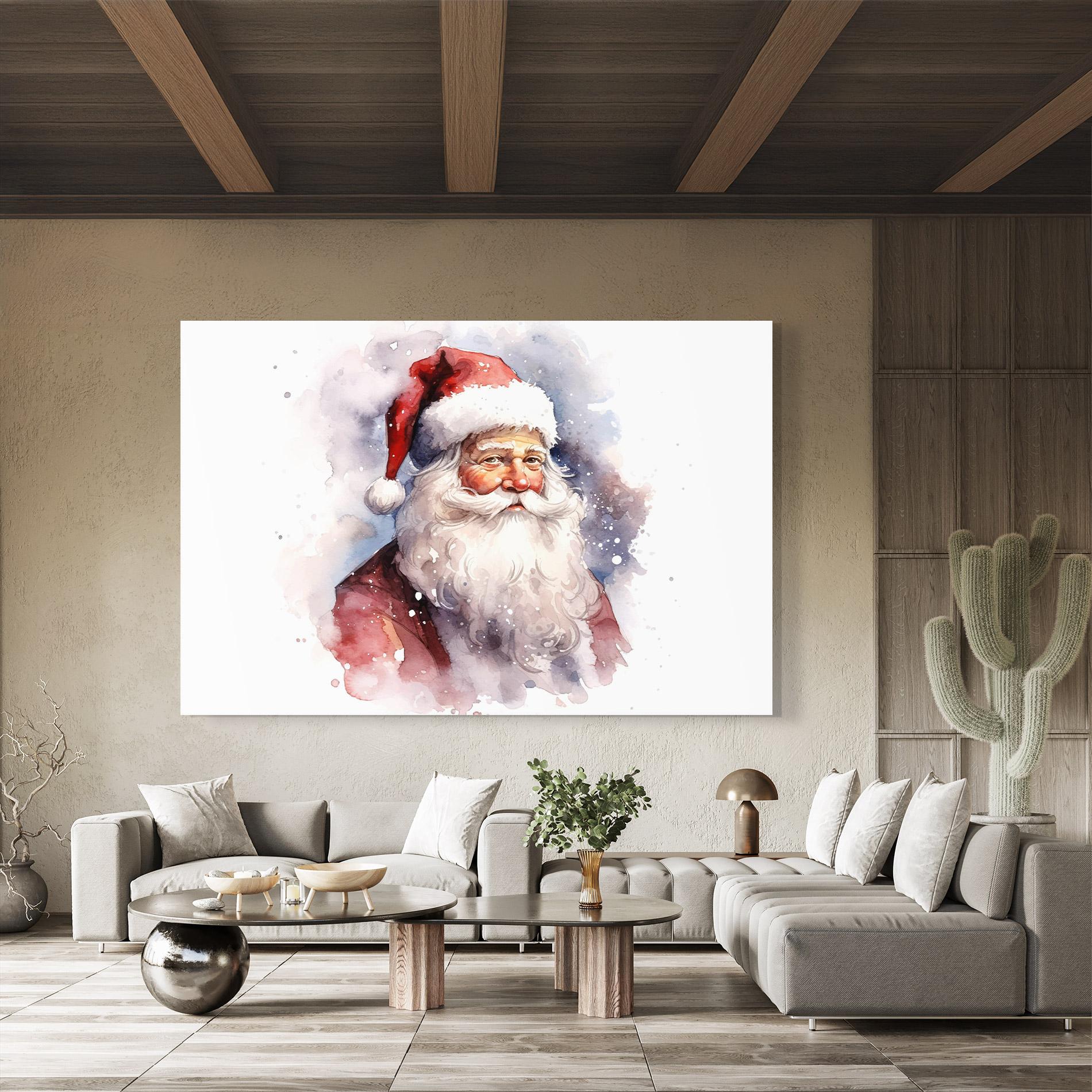 Tablou Sticla Watercolor Santa mockup 8