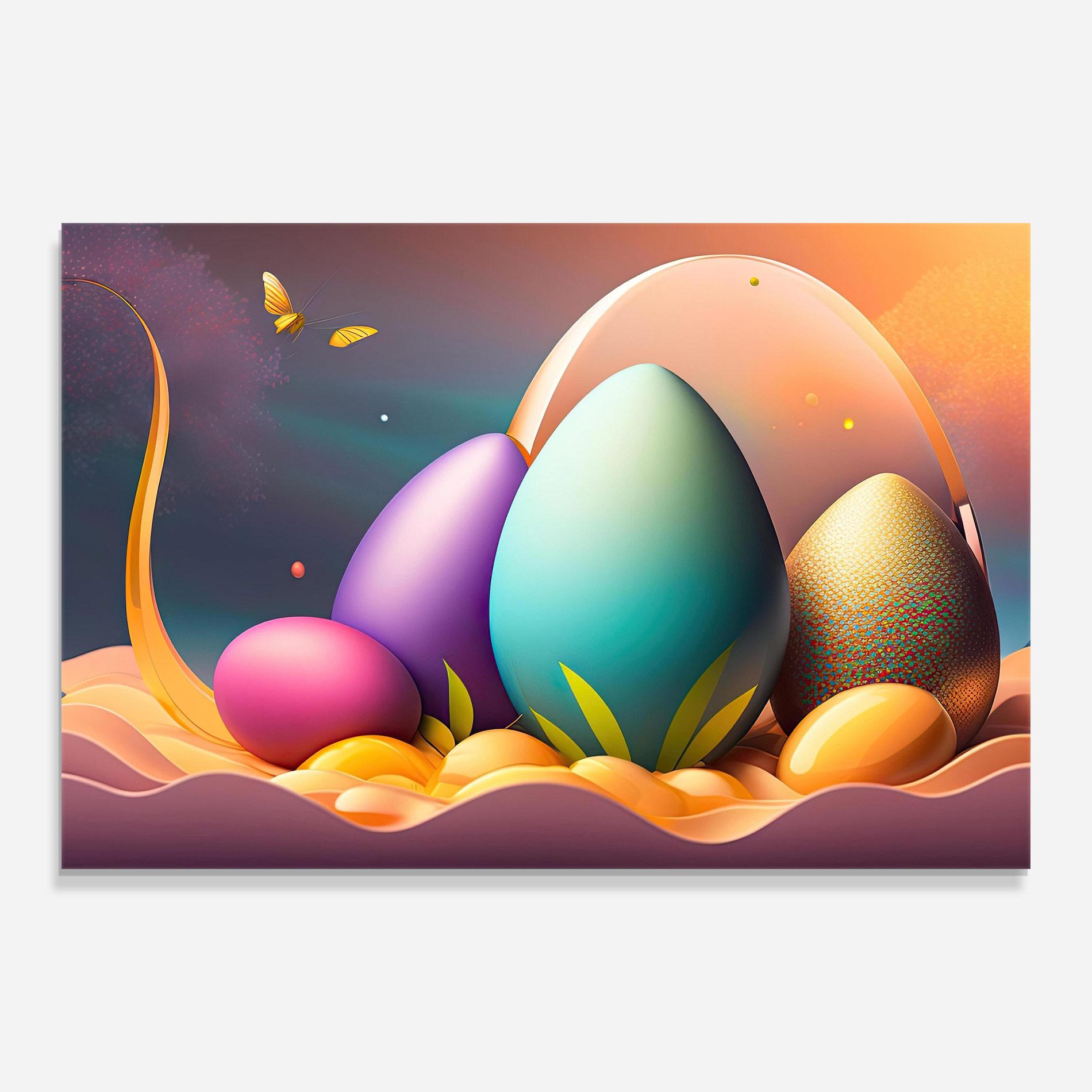 Tablou Sticla Big Blue Easter Egg mockup 0