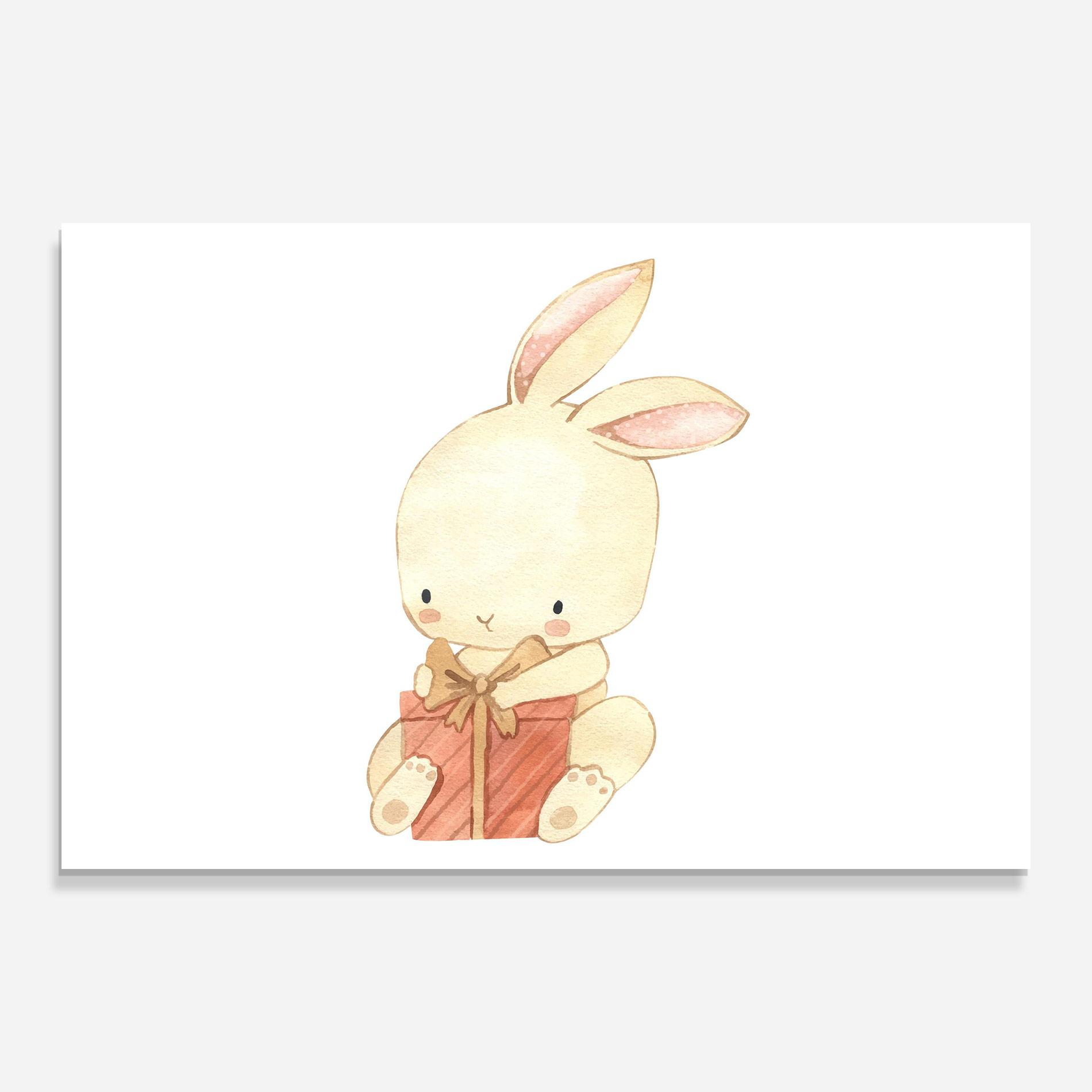 Tablou Sticla Bunny With Gift mockup 0