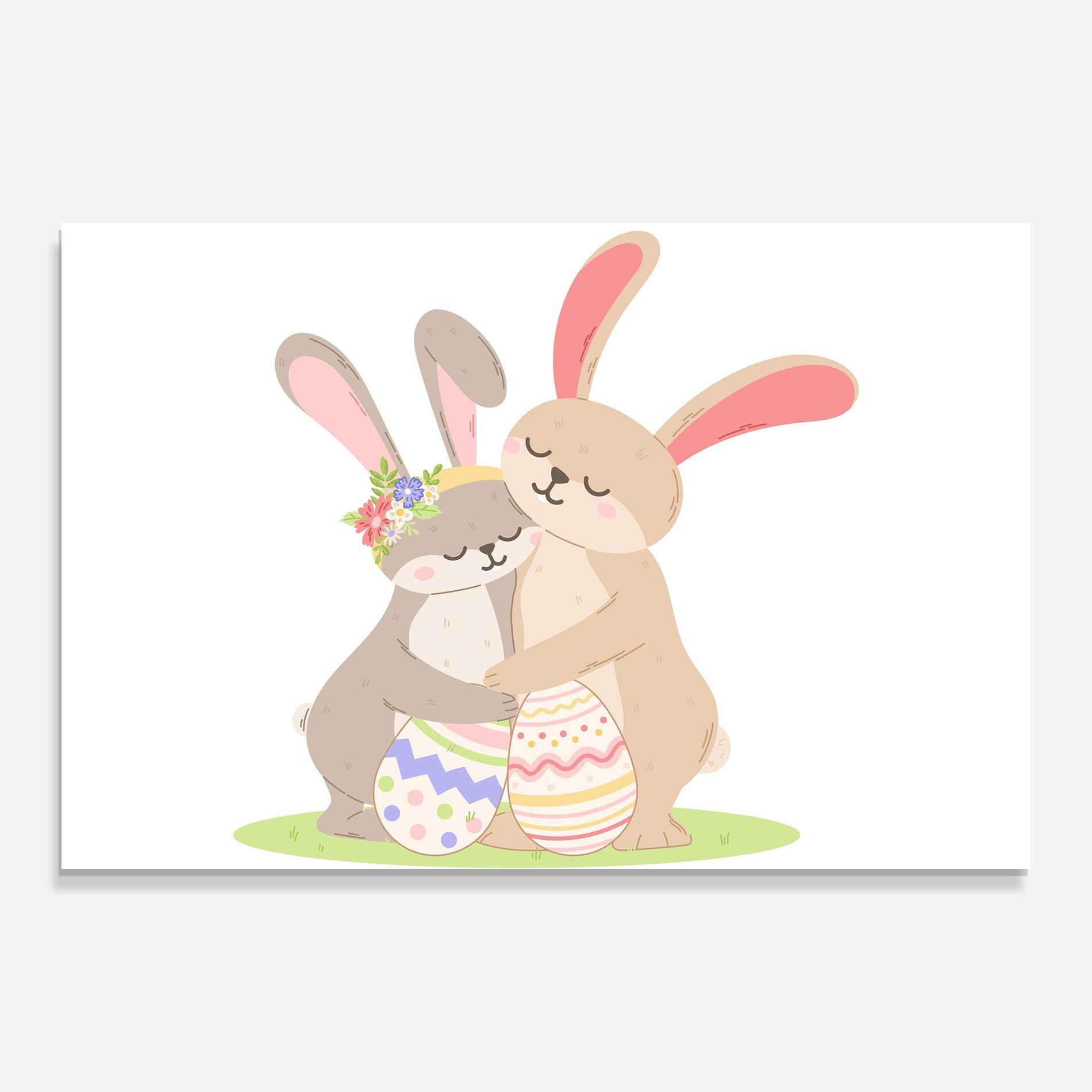 Tablou Sticla Easter Bunny Couple mockup 0