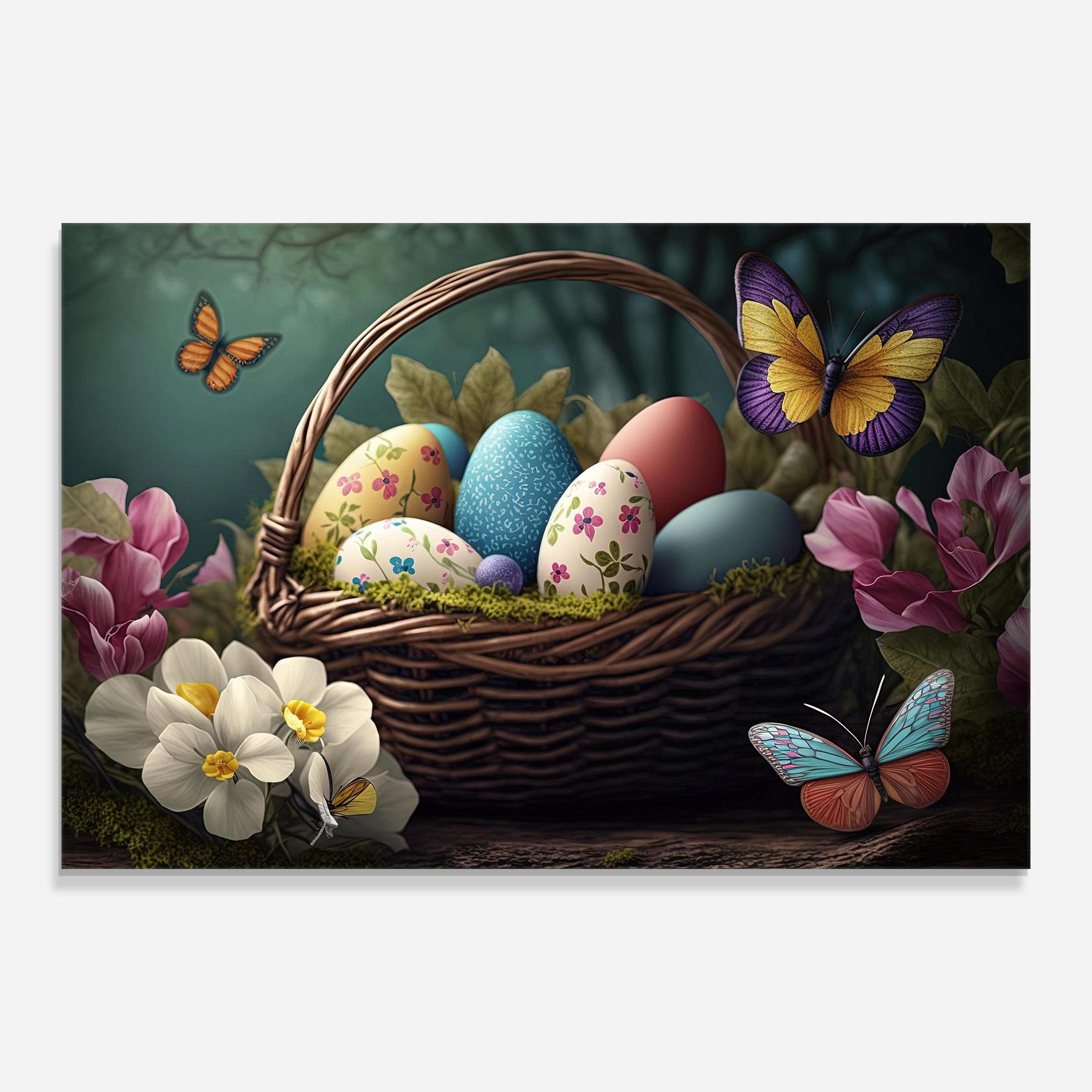 Tablou Sticla Easter Eggs Butterfly mockup 0