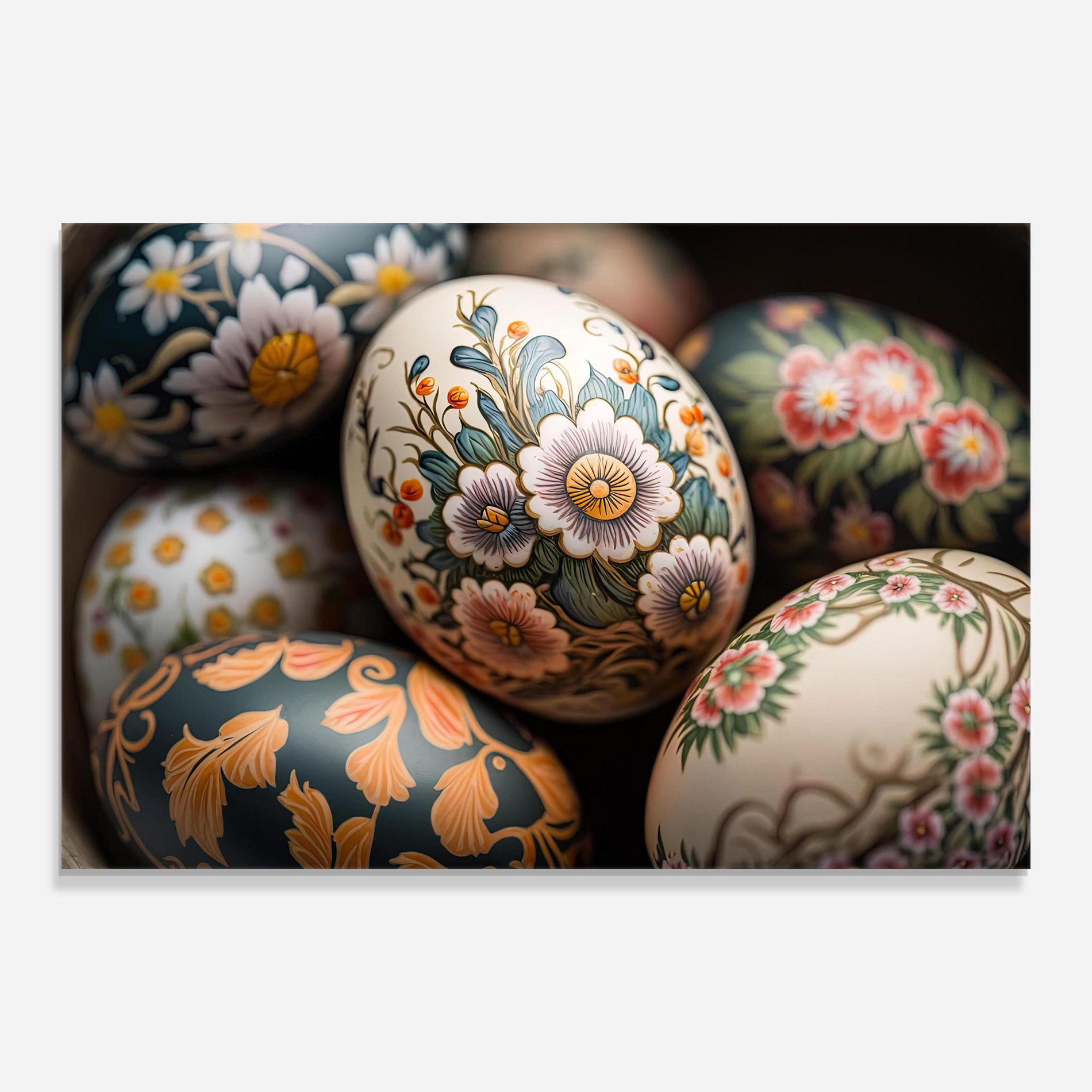 Tablou Sticla Floral Painted Eggs mockup 0