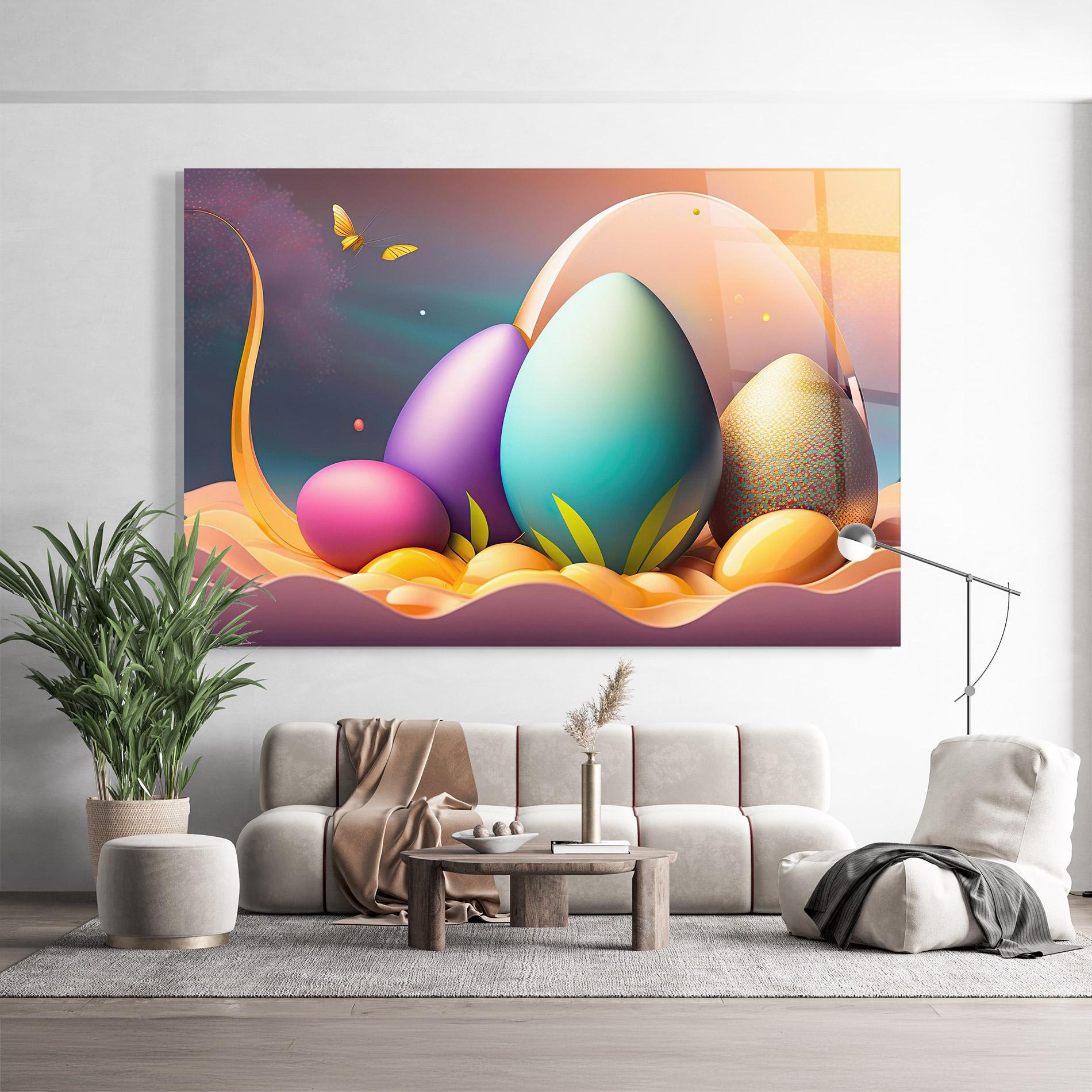 Tablou Sticla Big Blue Easter Egg mockup 9