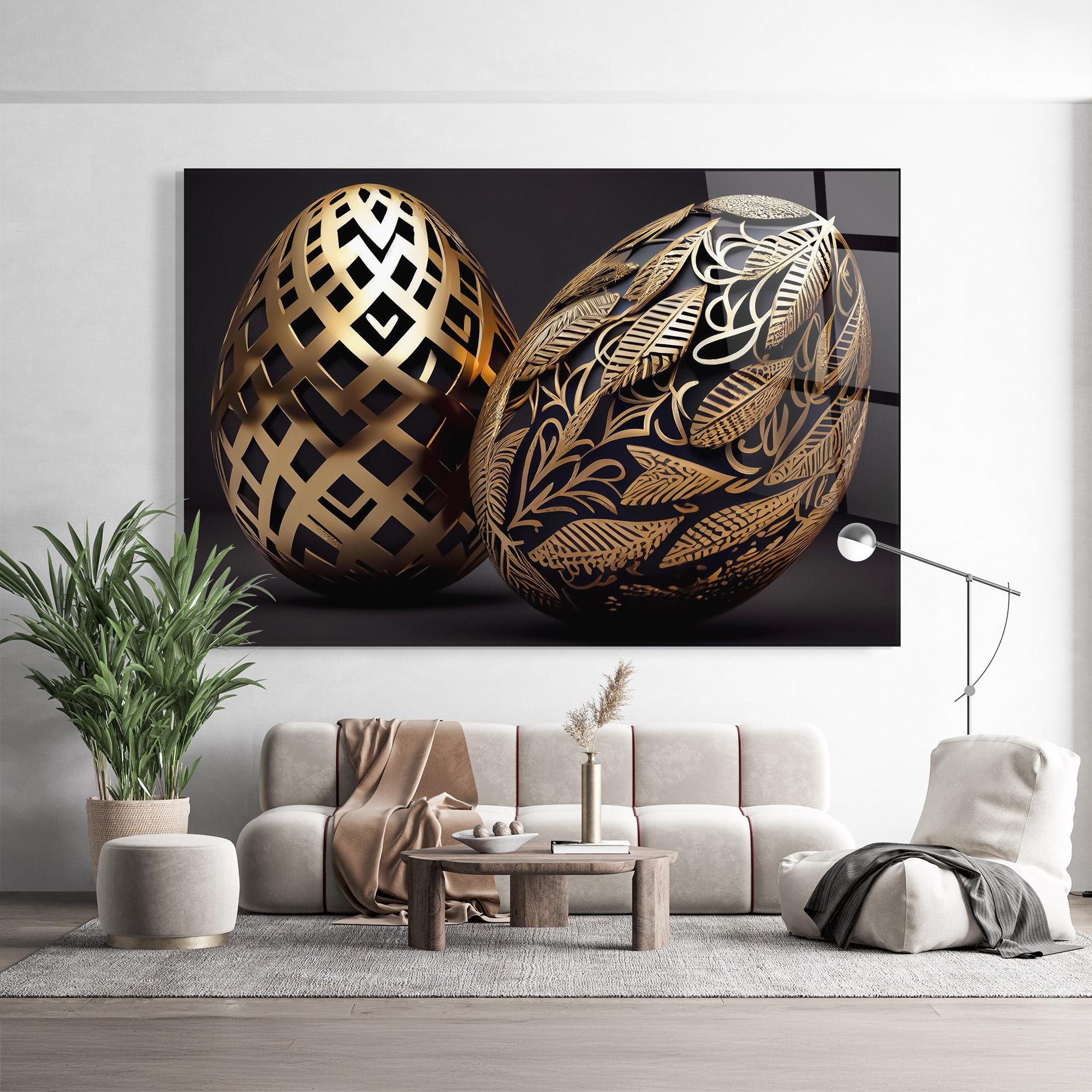 Tablou Sticla Black Golden Eggs mockup 9