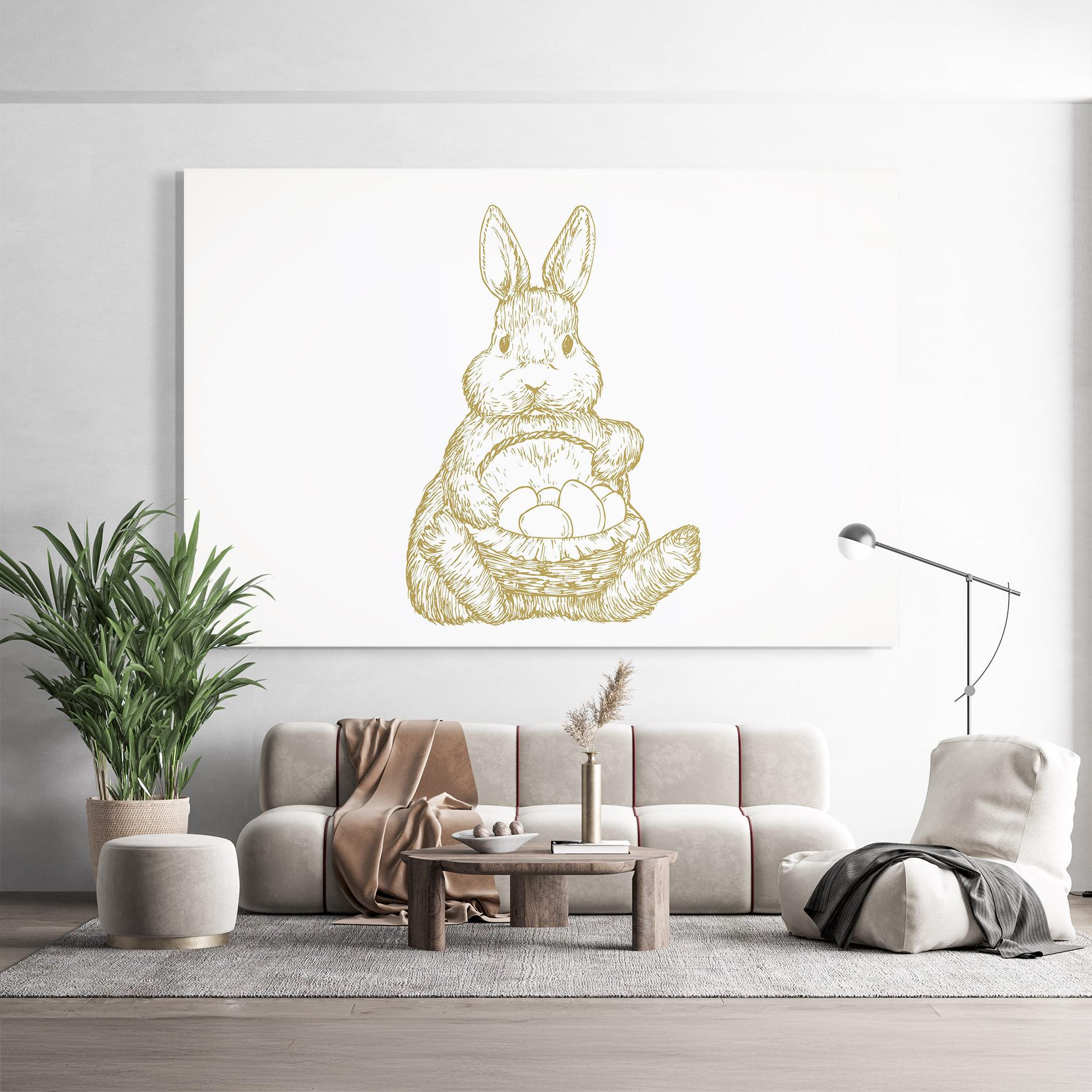 Tablou Sticla Bunny With Basket mockup 9