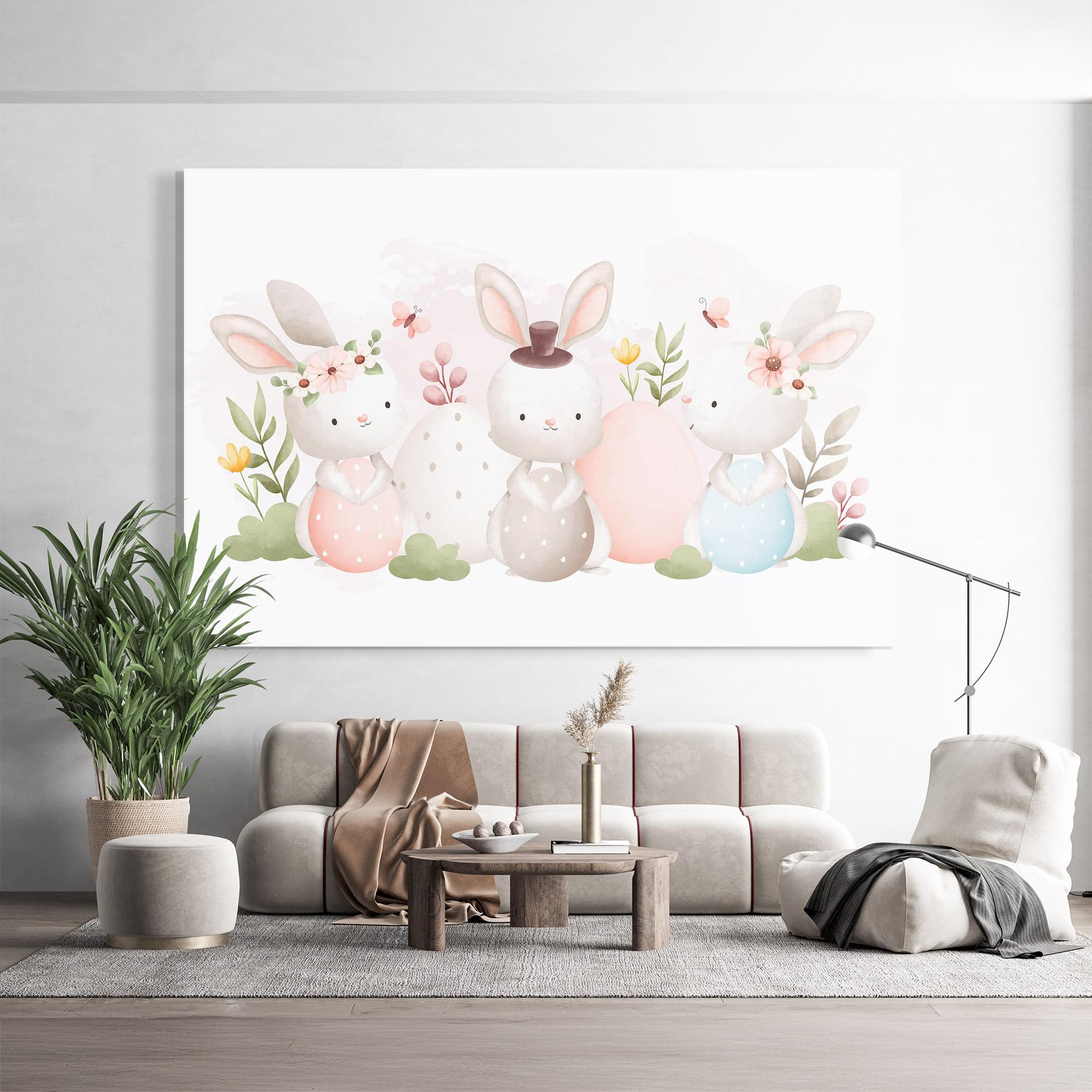 Tablou Sticla Bunny With Hat mockup 9