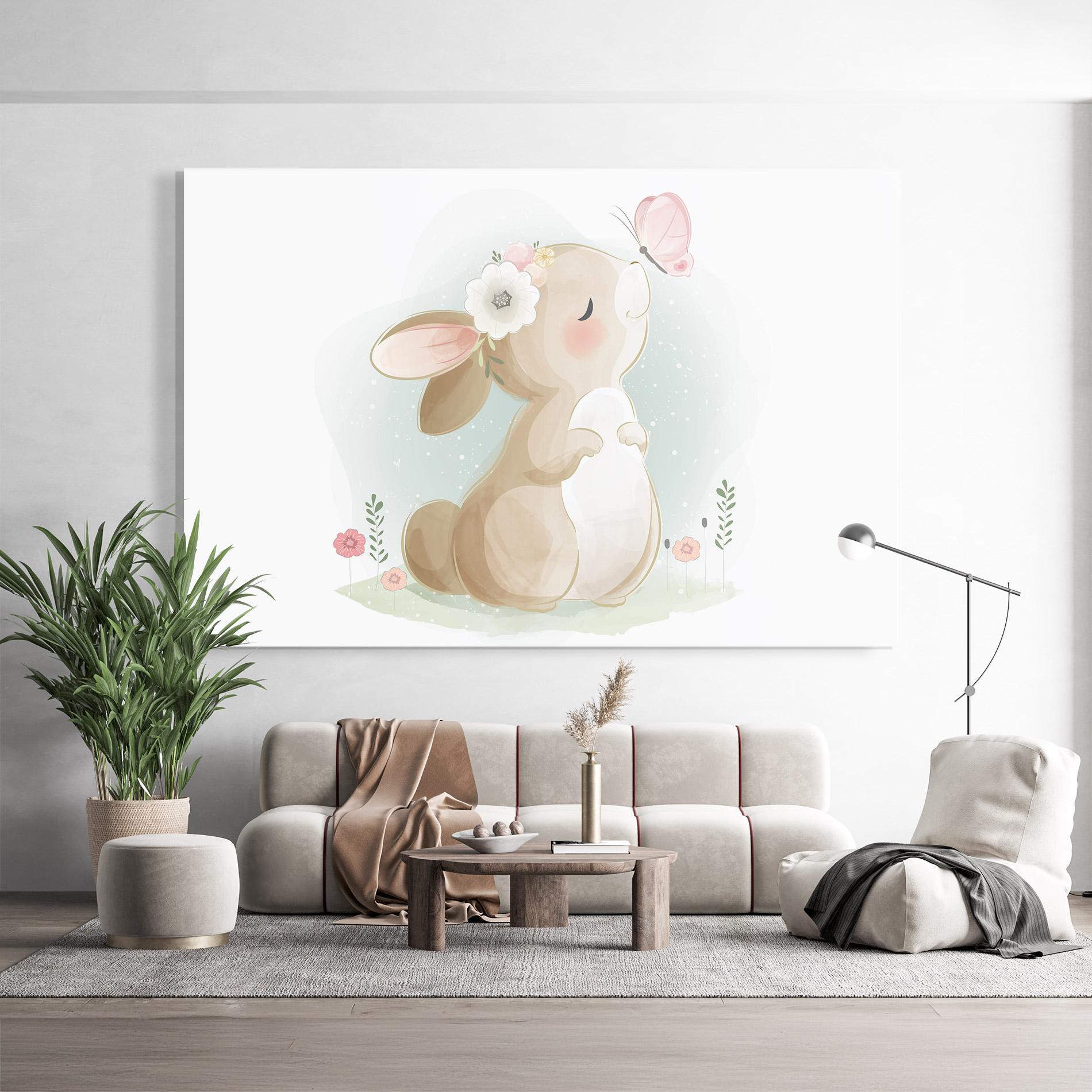 Tablou Sticla Butterfly On Bunny Nose mockup 9