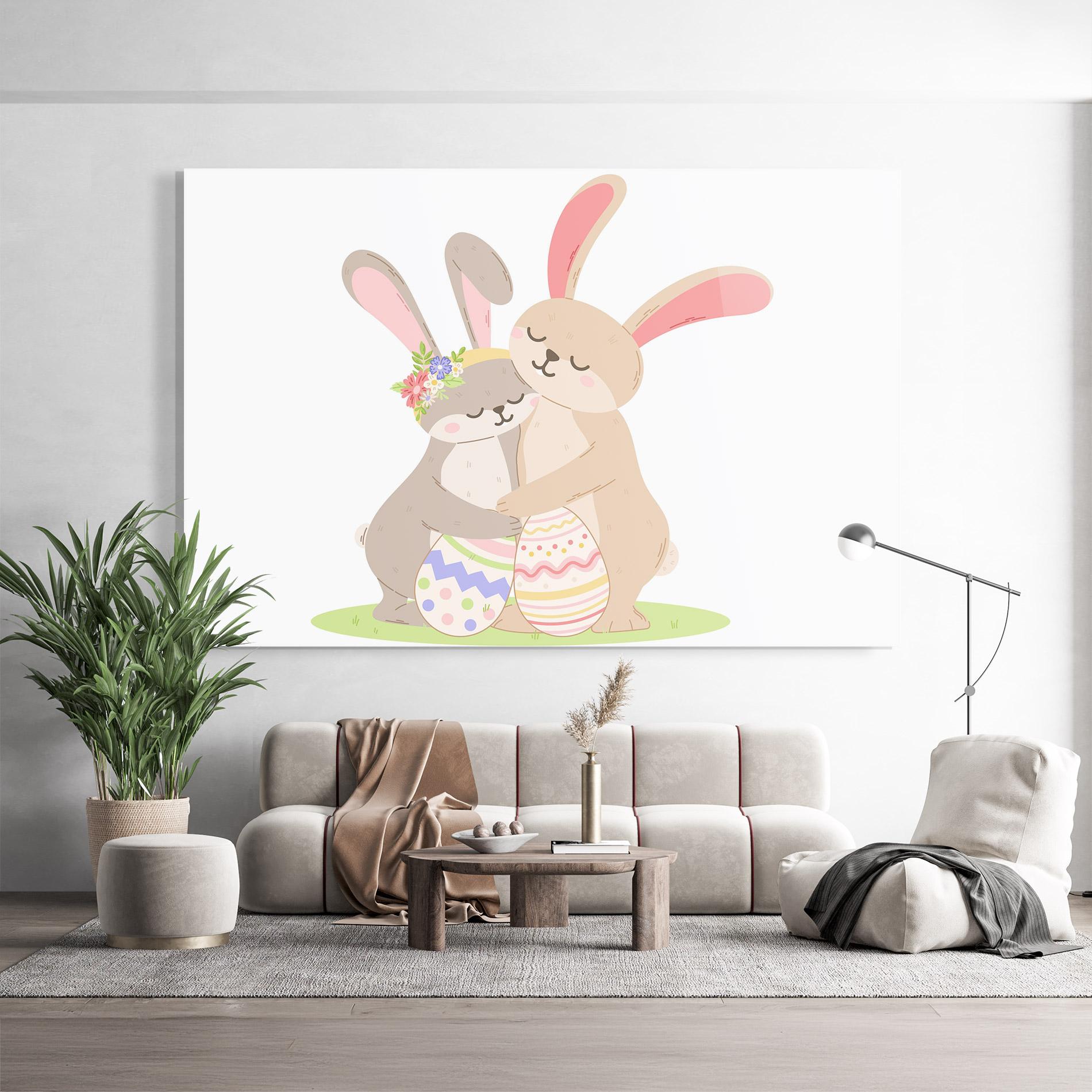 Tablou Sticla Easter Bunny Couple mockup 9