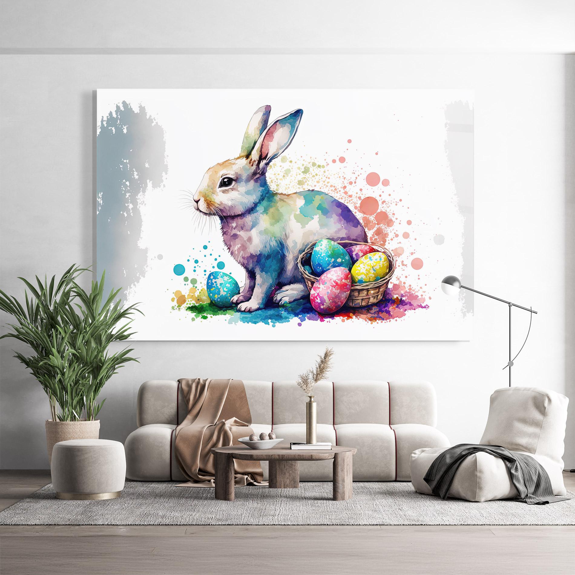 Tablou Sticla Easter Bunny Watercolor mockup 9