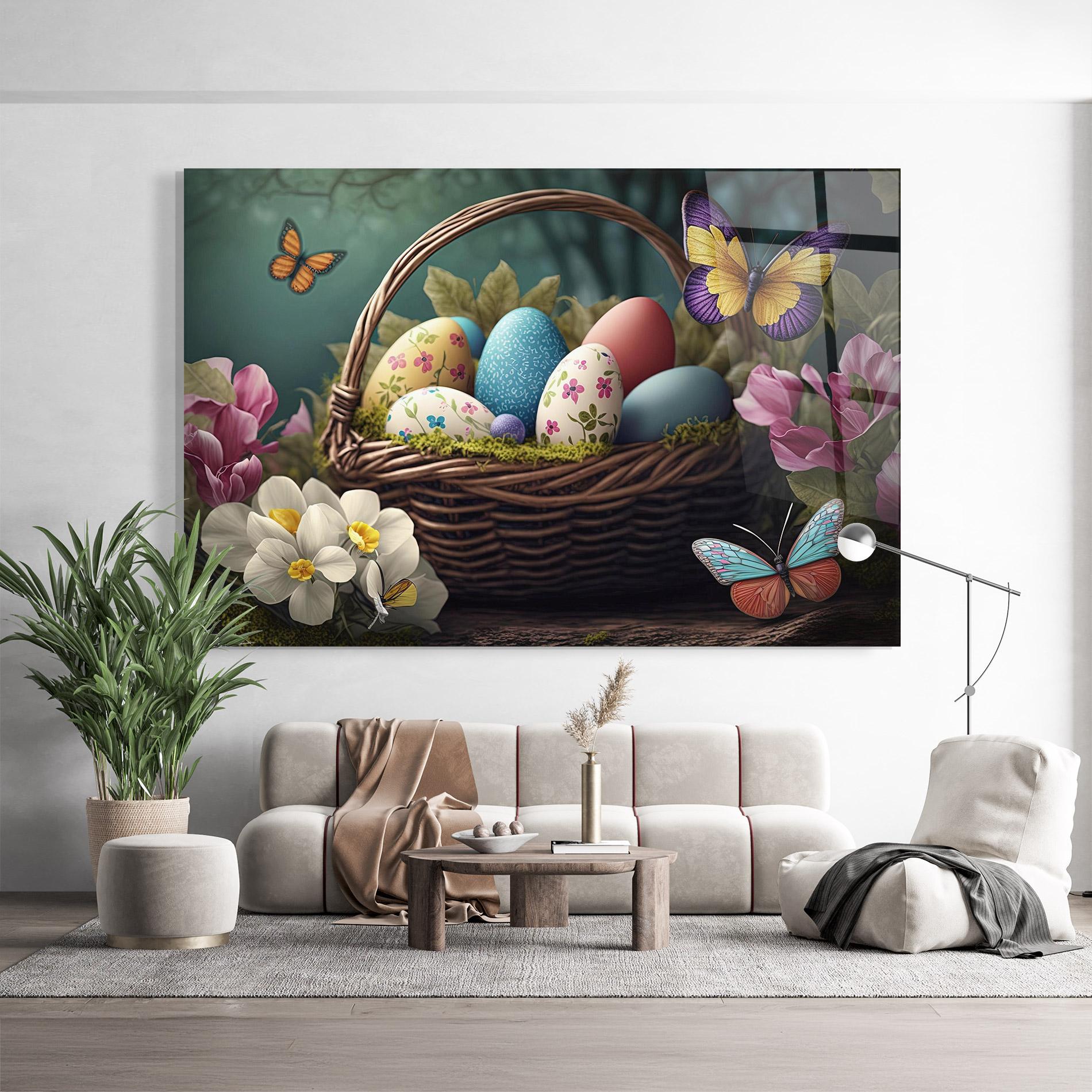 Tablou Sticla Easter Eggs Butterfly mockup 9