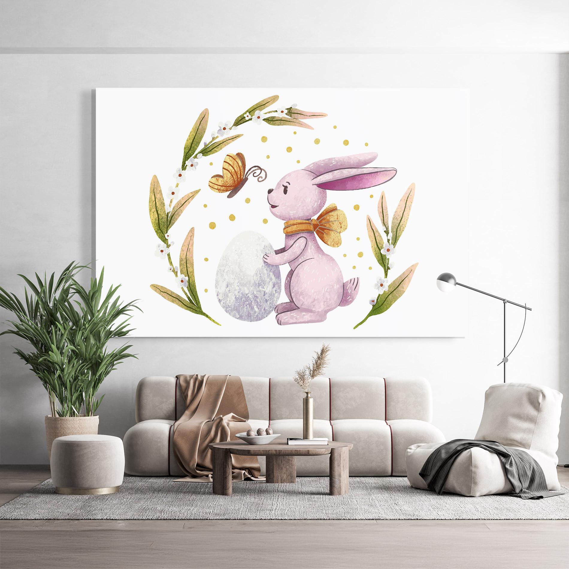 Tablou Sticla Easter Pink Bunny mockup 9