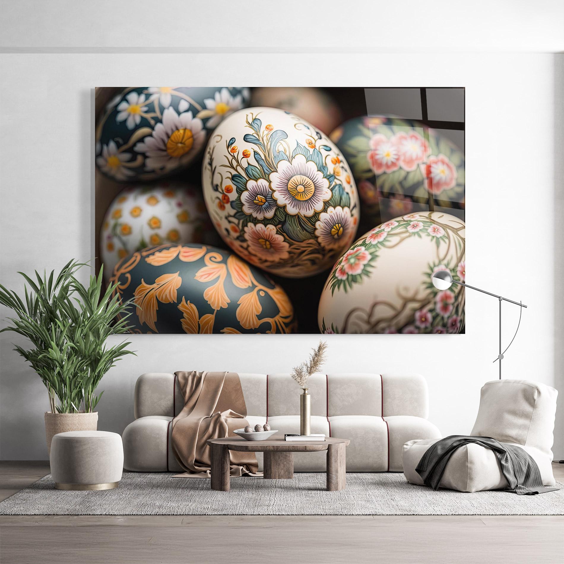 Tablou Sticla Floral Painted Eggs mockup 9