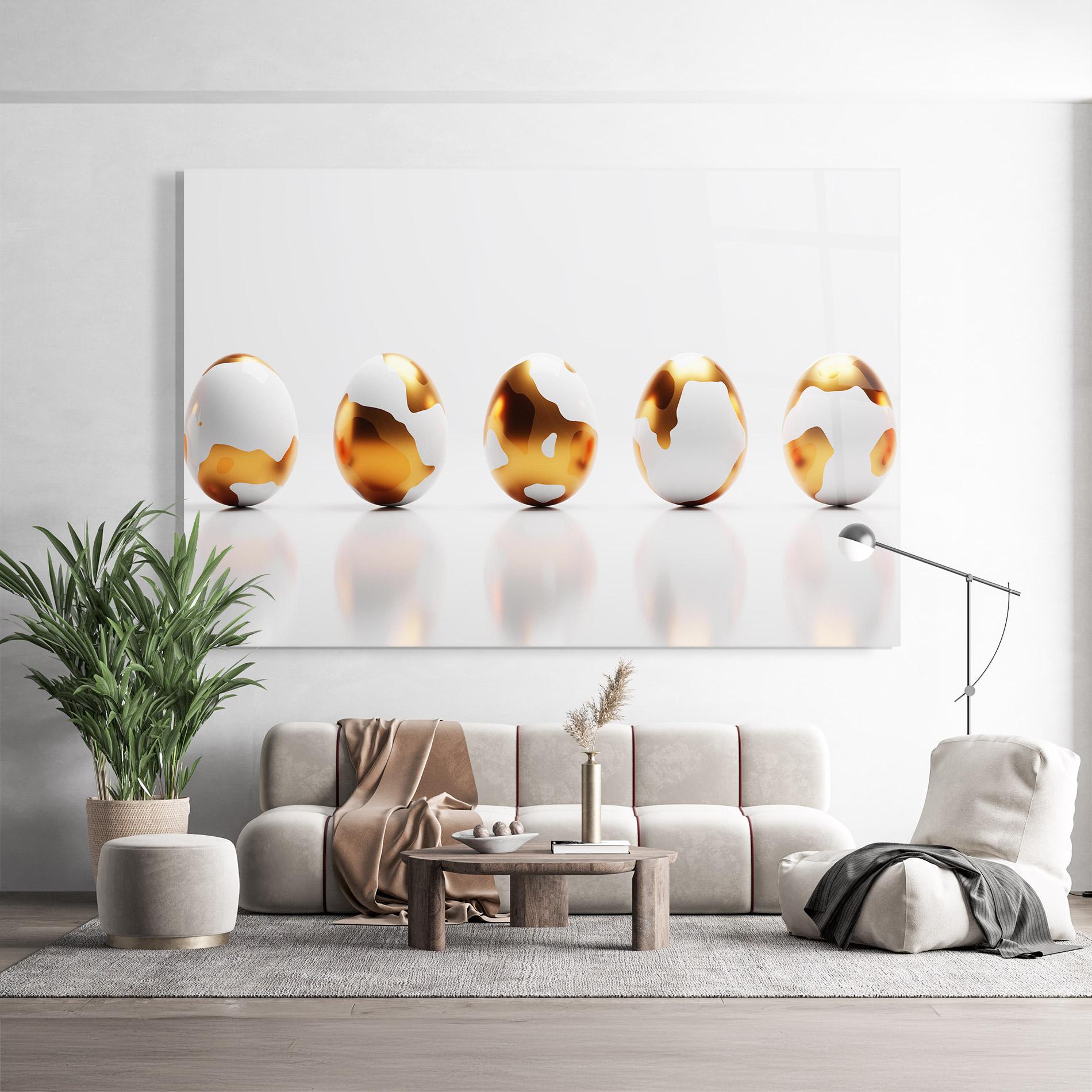 Tablou Sticla Golden Shiny Eggs mockup 9