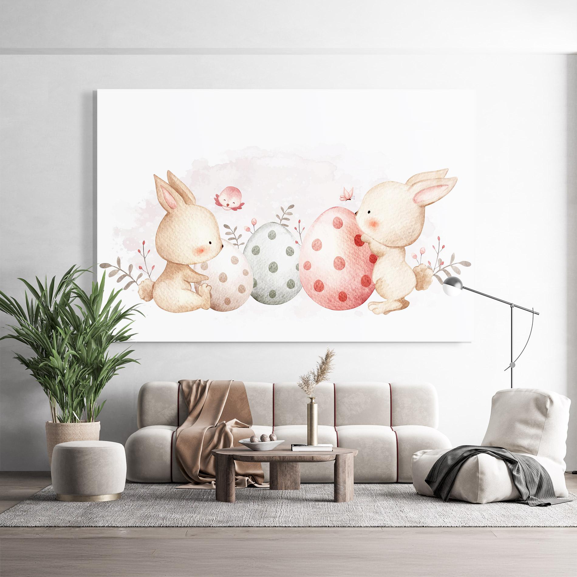 Tablou Sticla Watercolor Bunny mockup 9